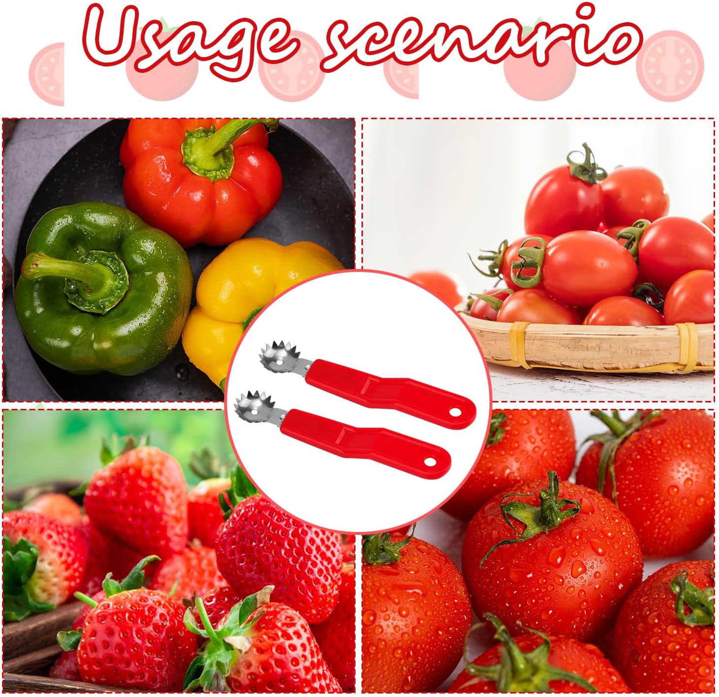 4Pcs Tomato Strawberry Corer Tool, Strawberry Huller Stem Remover Fruit Vegetable Core Removing Tools with Ergonomic Handles Kitchen Gadget for Strawberries Tomatoes image number 1