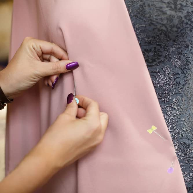 Findtop 400 Pcs Sewing Pins Flat Head Straight Pins, Bow Shape, Tooth Shape, Button, Bow Shape, Used for Manual Sewing, Patchwork Fixing and DIY Decoration image number 1