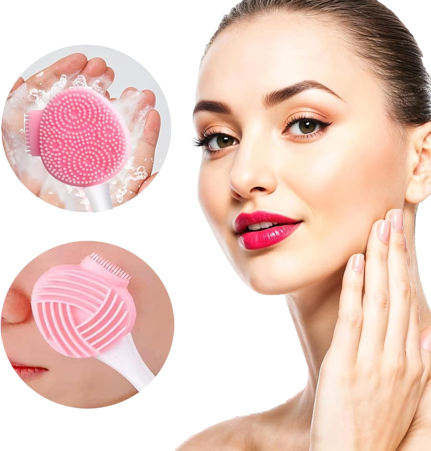 Yangshengyi Silicone Face Scrubbers Face Mask Brushes, 2Pcs Silicone Facial Cleansing Brush with 3 Designs, Face Mask Brush Face Mask Applicator Exfoliating Lip Brush Facial Cleansing Brushes with Bristles image number 4
