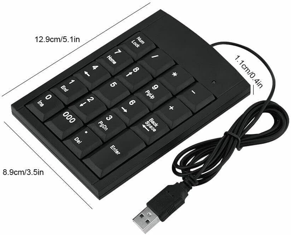 USB Numeric Keypads Portable Slim Mini Number Pad Keyboard for Laptop Desktop Computer PC, 10 Key USB Keypad Black image number 1