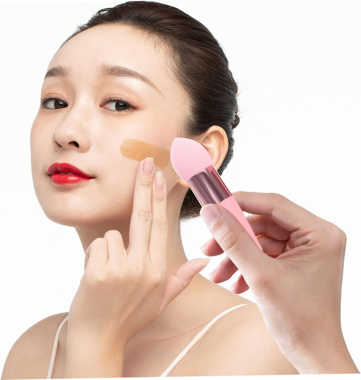 Fokmuaex 3PCS Makeup Sponges Set - Large Beauty Blender with Ergonomic Handle for Liquid, Cream & Powder Foundation, Wet/Dry Use, 3 Styles for Face Contouring & Blending image number 1