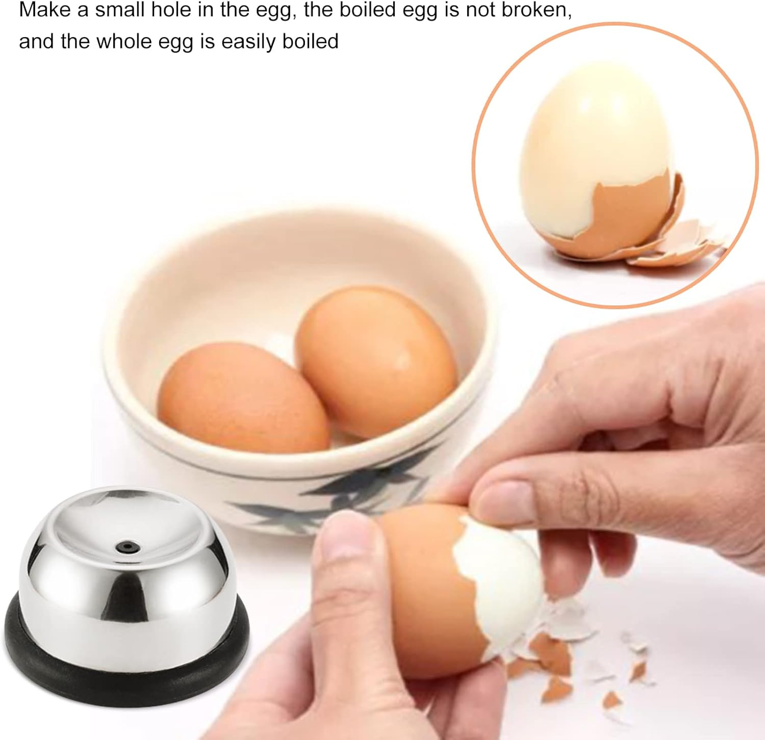 Boiled Egg Piercer | Stainless Steel Egg Piercer Peeler - Stainless Steel Shell Egg Poker Peeler, Fast Egg Piercing Tool to Easily Peel Eggs, Kitchen Gadgets Puchen image number 3