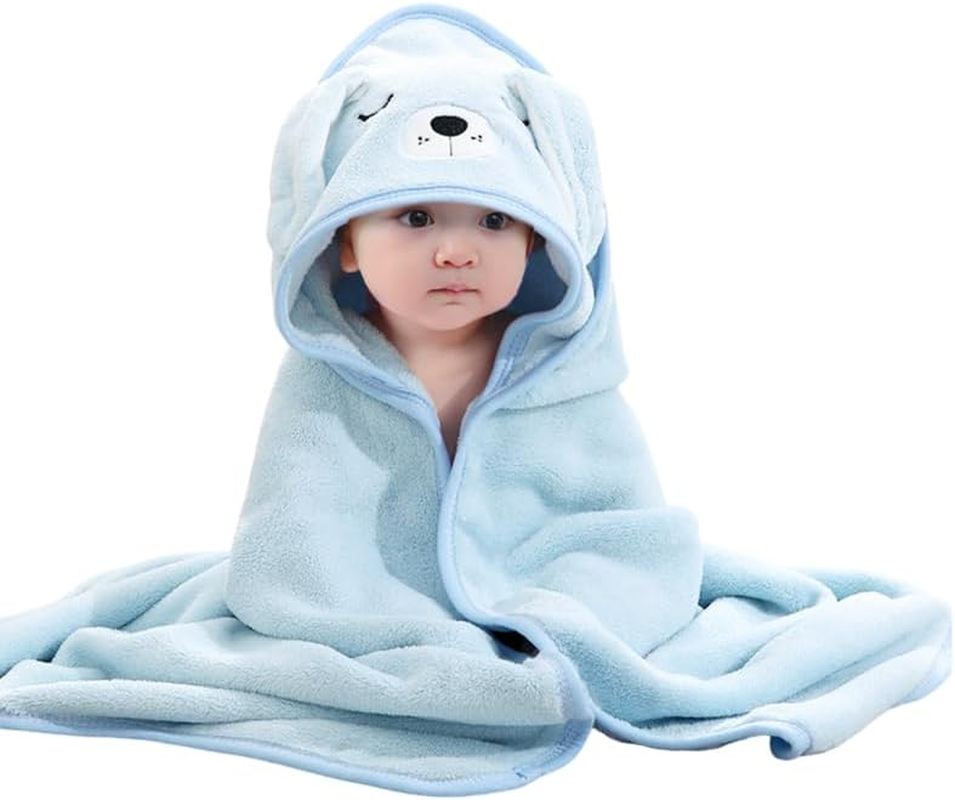 HAGOT Hooded Baby Poncho Bath Towel, Hooded Baby Bath Towel, Soft & Super Absorbent, Baby Cute Pattern Bath Towel for 0-3 Years Newborn, Robe Beach Swimming Hooded Poncho