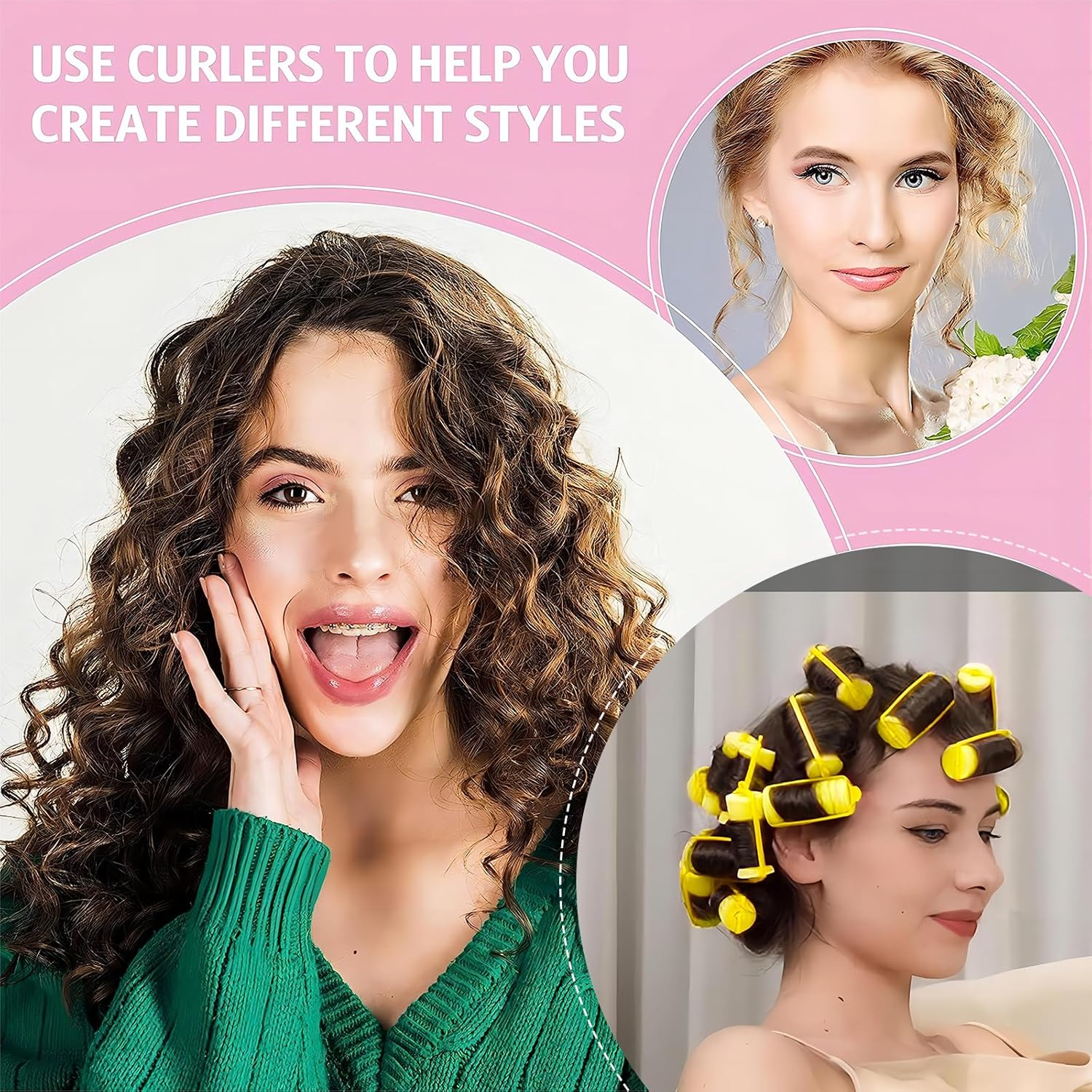 PAITOK Foam Sponge Hair Rollers for Short Hair,36Pcs Soft Curlers Flexible Sponge Curlers 20Mm Mini Foam Hair Styling Home DIY Curling Tools for Women and Kids (Pink, Yellow, Blue) image number 1