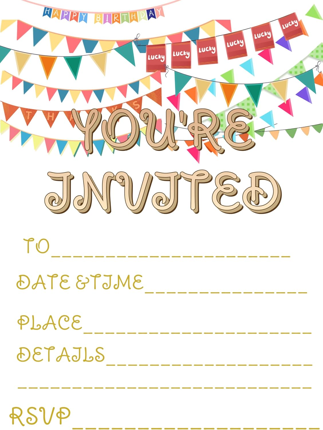 30 Birthday Invitation Cards,Party Invitation Card, Uniquely Designed Birthday Cards for Children,Men, Women and Kids (Yellow)