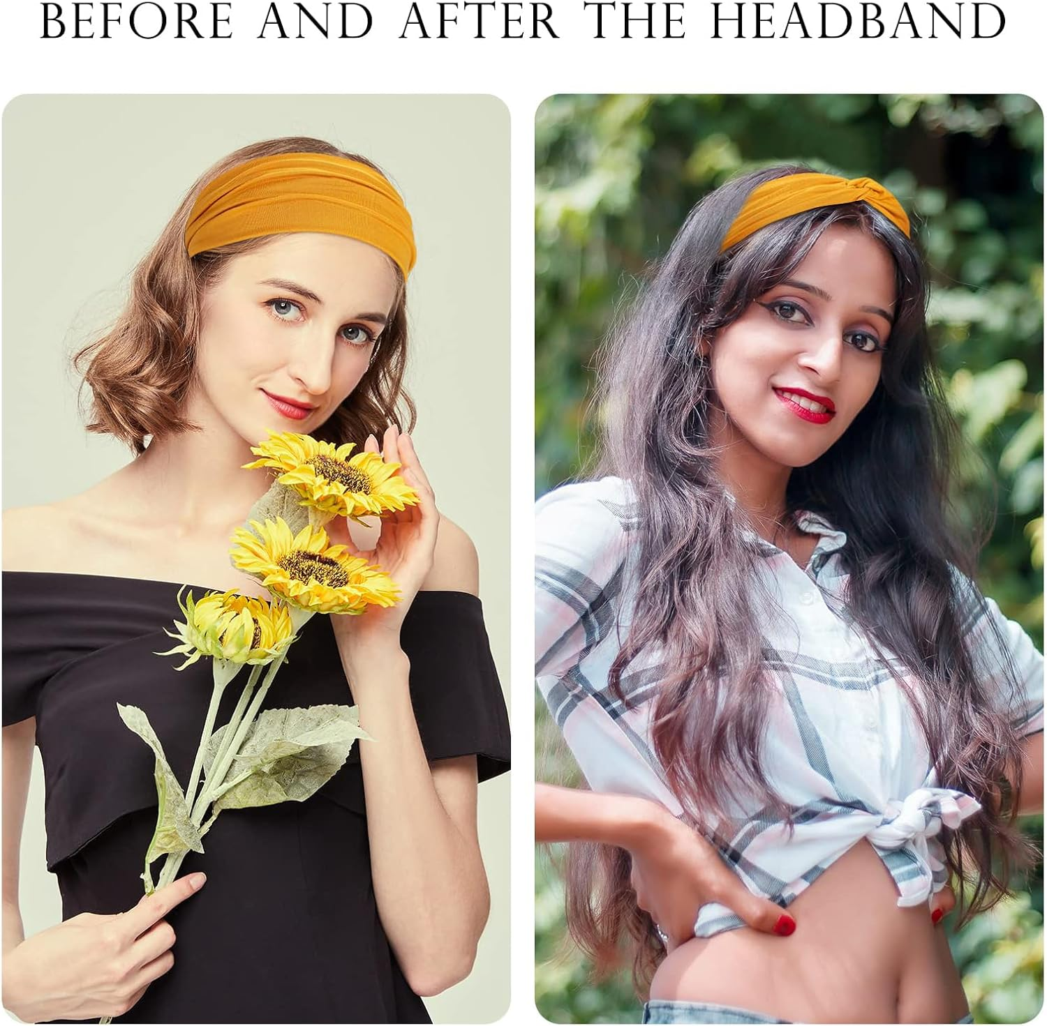 Nayyana 6 Pack Headbands for Women, Non-Slip Elastic Hair Bands, Yoga, Workout, Running, Sports, Sweat, Hair Wrap for Girls, Leopard Print and Plain Headband