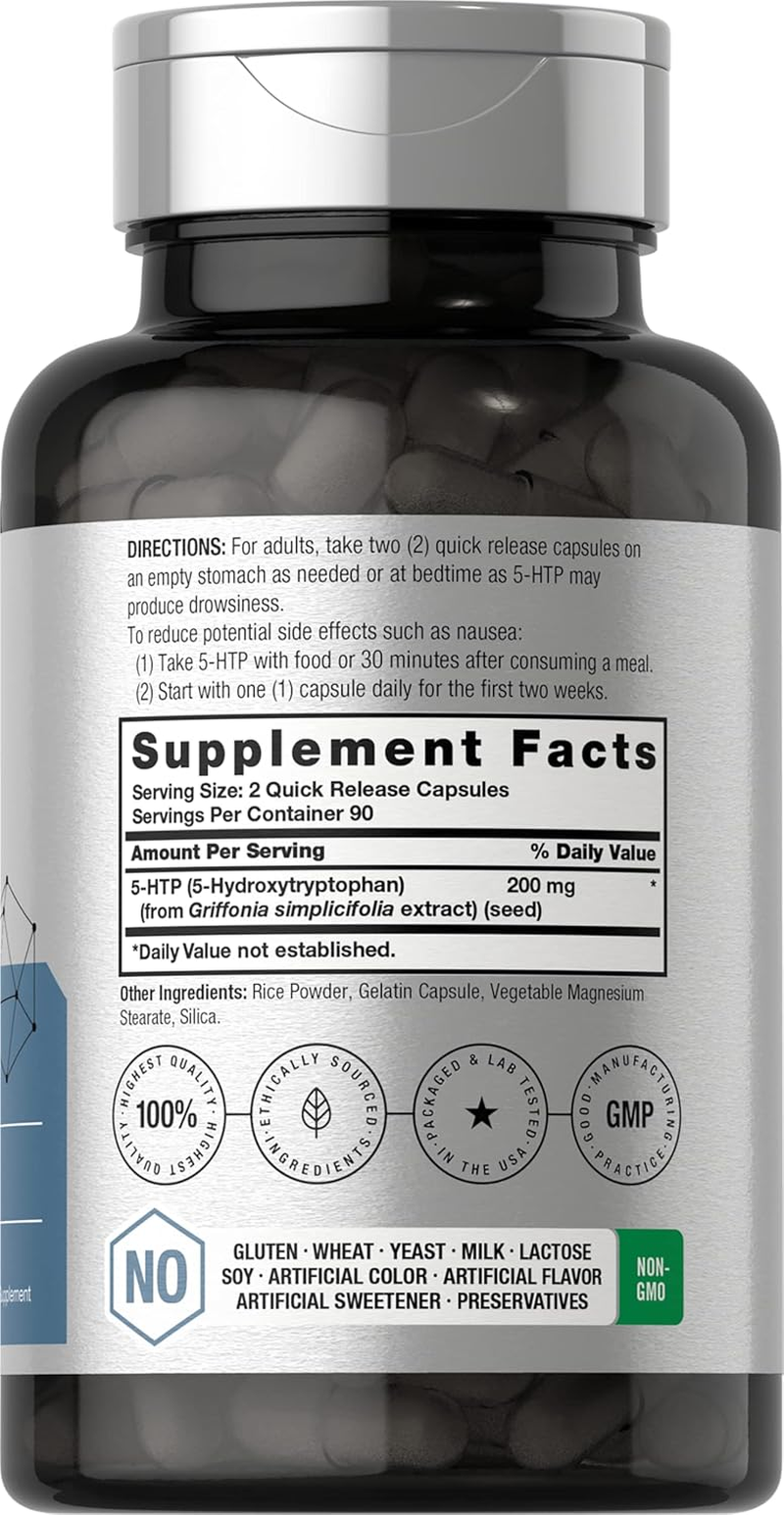 5HTP 200Mg Capsules | 180 Capsules | Griffonia Simplicifolia | 5HTP Extra Strength Supplement | Non-Gmo, Gluten Free | 5 Hydroxytryptophan | by Horbaach image number 5