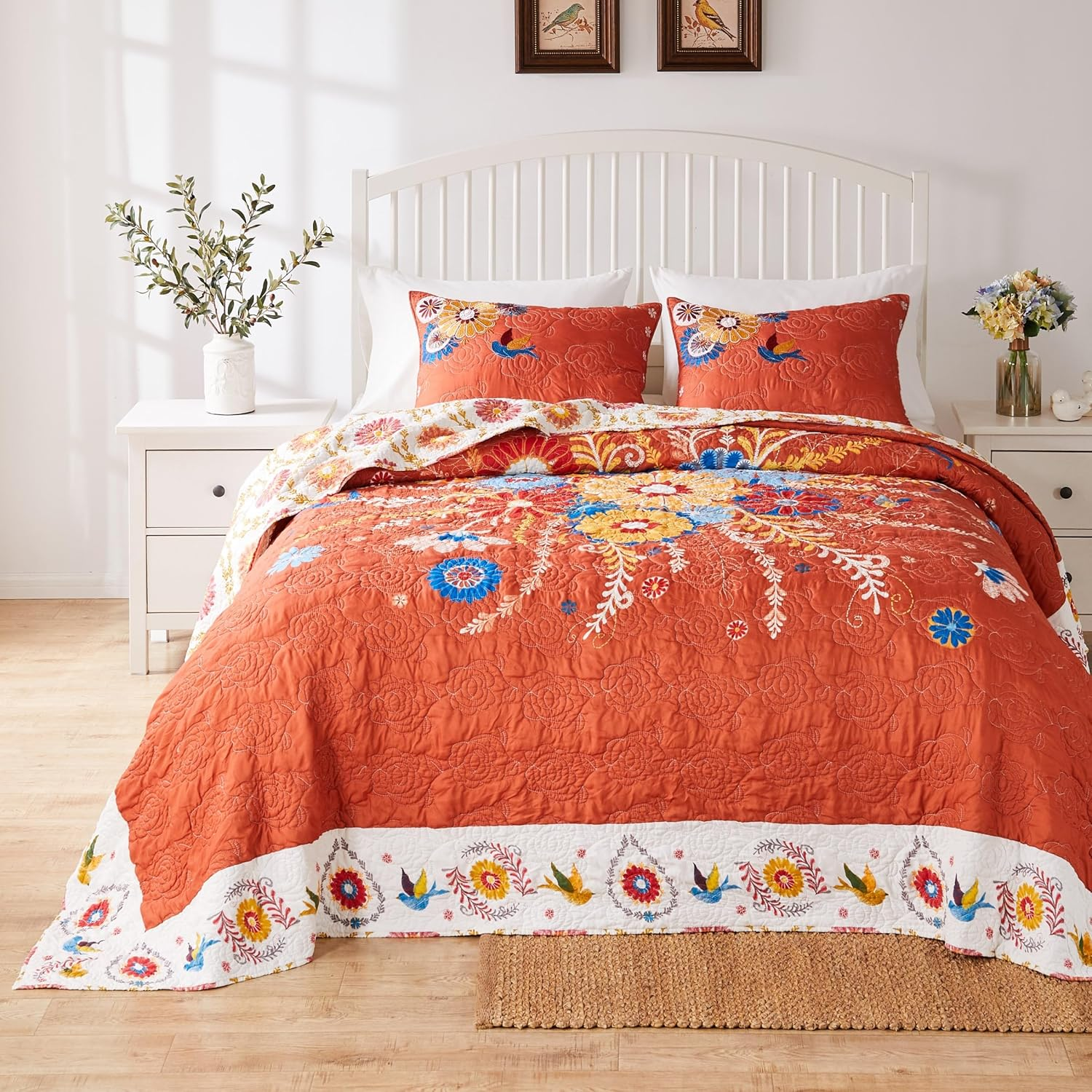 Barefoot Bungalow Topanga Quilted Bedspread Set, 3-Piece Jumbo Queen, Multi image number 1