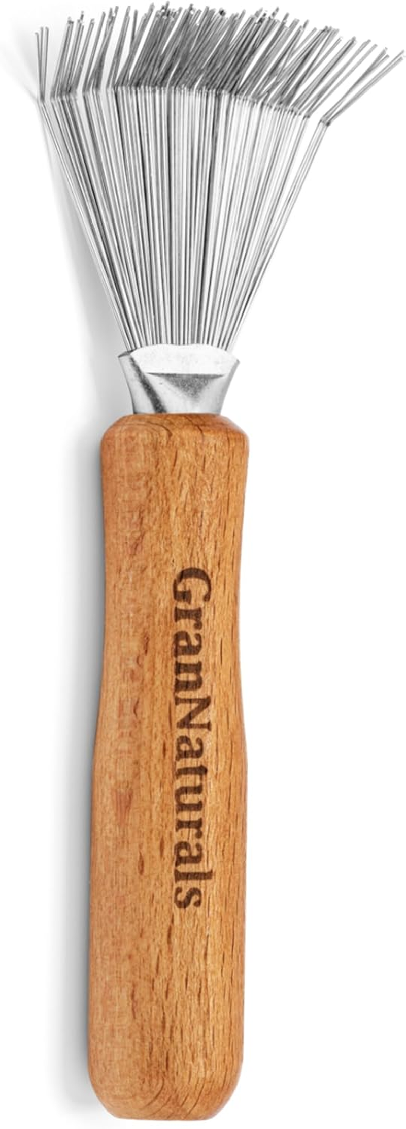 Grannaturals Hair Brush Cleaner - Rake Design for Pick Cleaning & Detangling Combs & Bristle Brushes - Durable Metal Wires, Ergonomic Wooden Handle - Quick Hair, Dust & Lint Remover Tool for Brushes image number 6