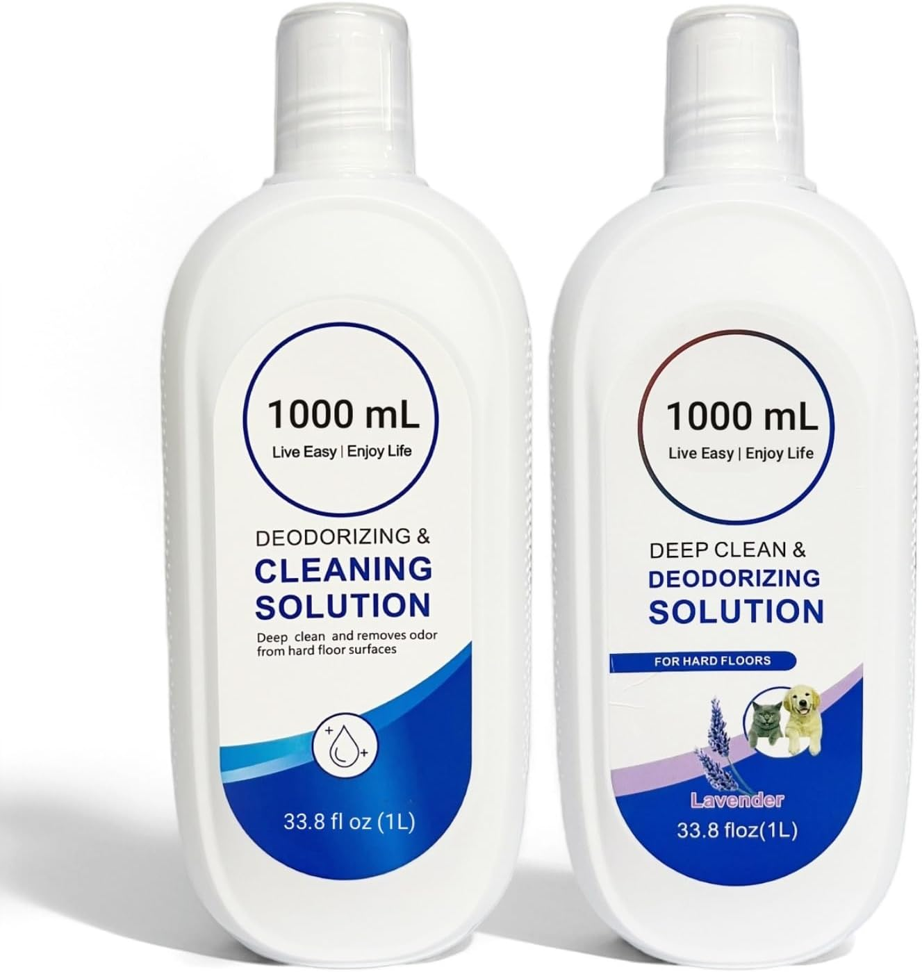 Floor Cleaning Solution 1L 2Pcs &ndash; Compatible with Tineco FLOOR ONE S3/S5/S6/S7 & Ifloor 2/3 Breeze Wet/Dry Vacuum &ndash; Fragrance-Free & Lavender Scent Floor Cleaner Refill Detergent