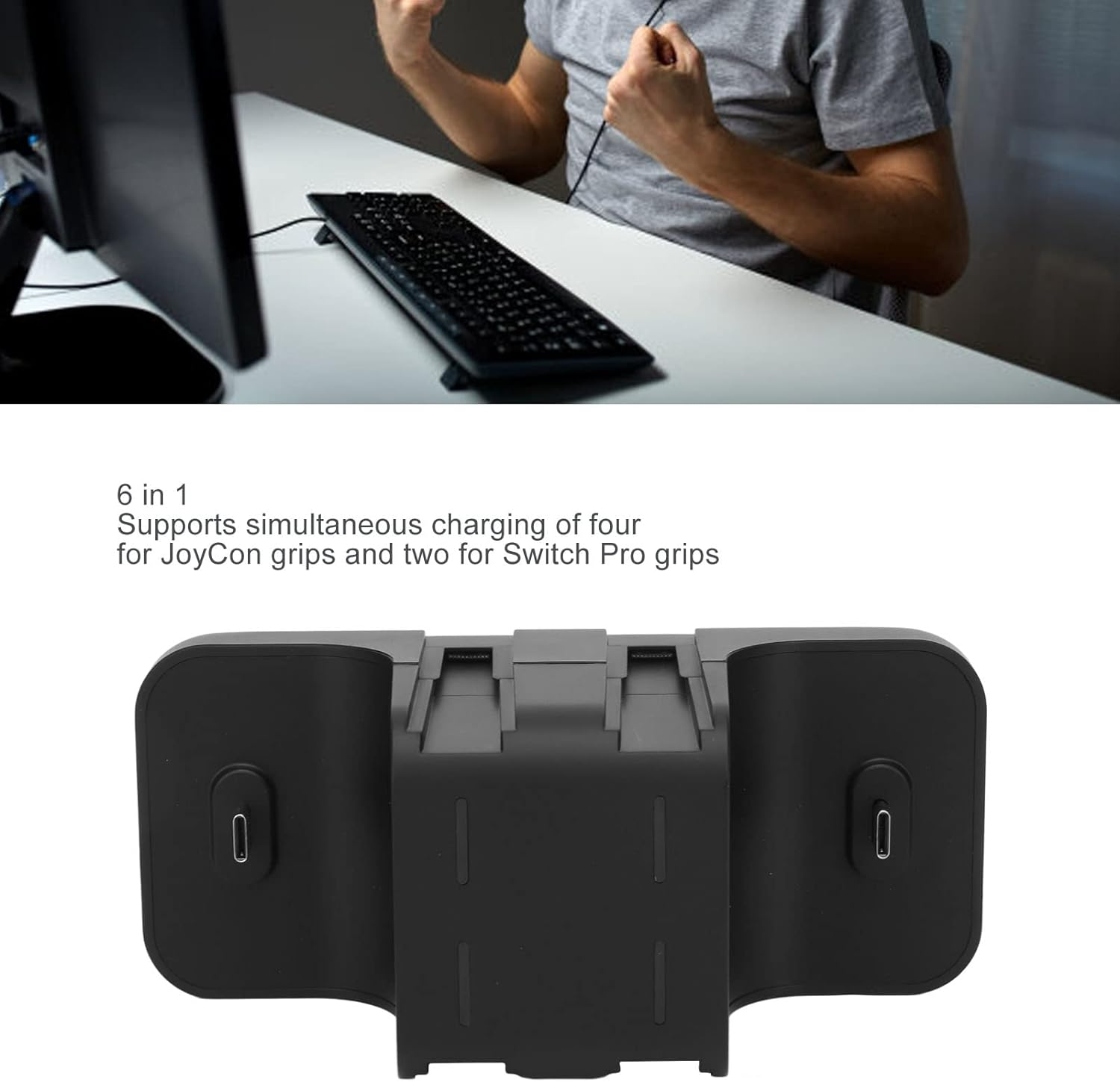 6 in 1 Controller Charging Dock Station, Dock for 4 Grips and 2 Pro Grips, Prevent Slip Gamepad Adapter for Pro image number 1