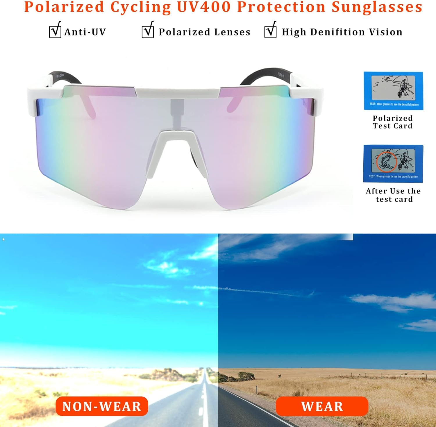 Nocihcass Cycling Glasses Sports Sunglasses Style UV400 Protection Cycling Fishing Running Baseball for Men Women image number 4