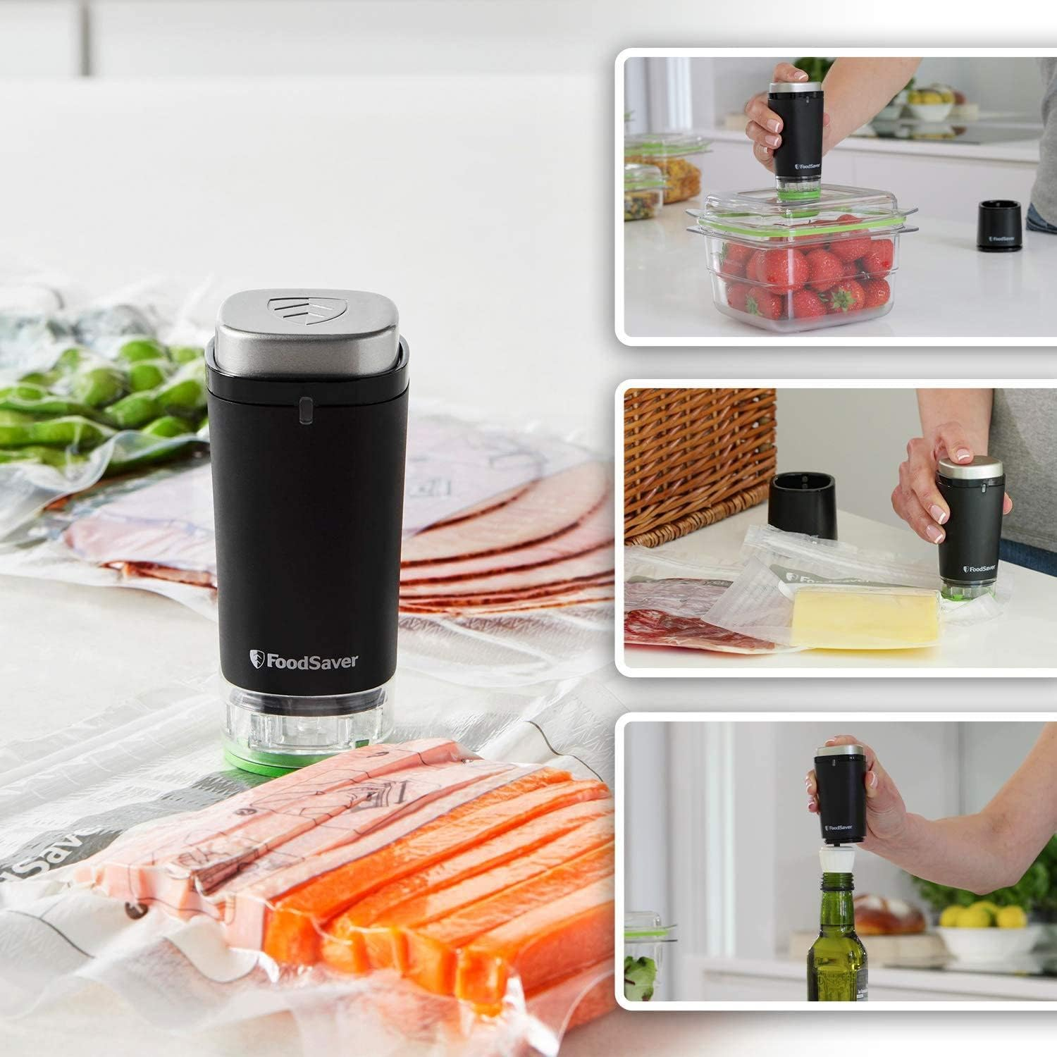 Foodsaver Wireless Handheld Vacuum Sealer for Sealing Food with Charging Station | Mini Vacuum Sealer with 1 Container for Canning and Marinating and 5 Fresh-Keeping Vacuum Bags [VS1199X] image number 1