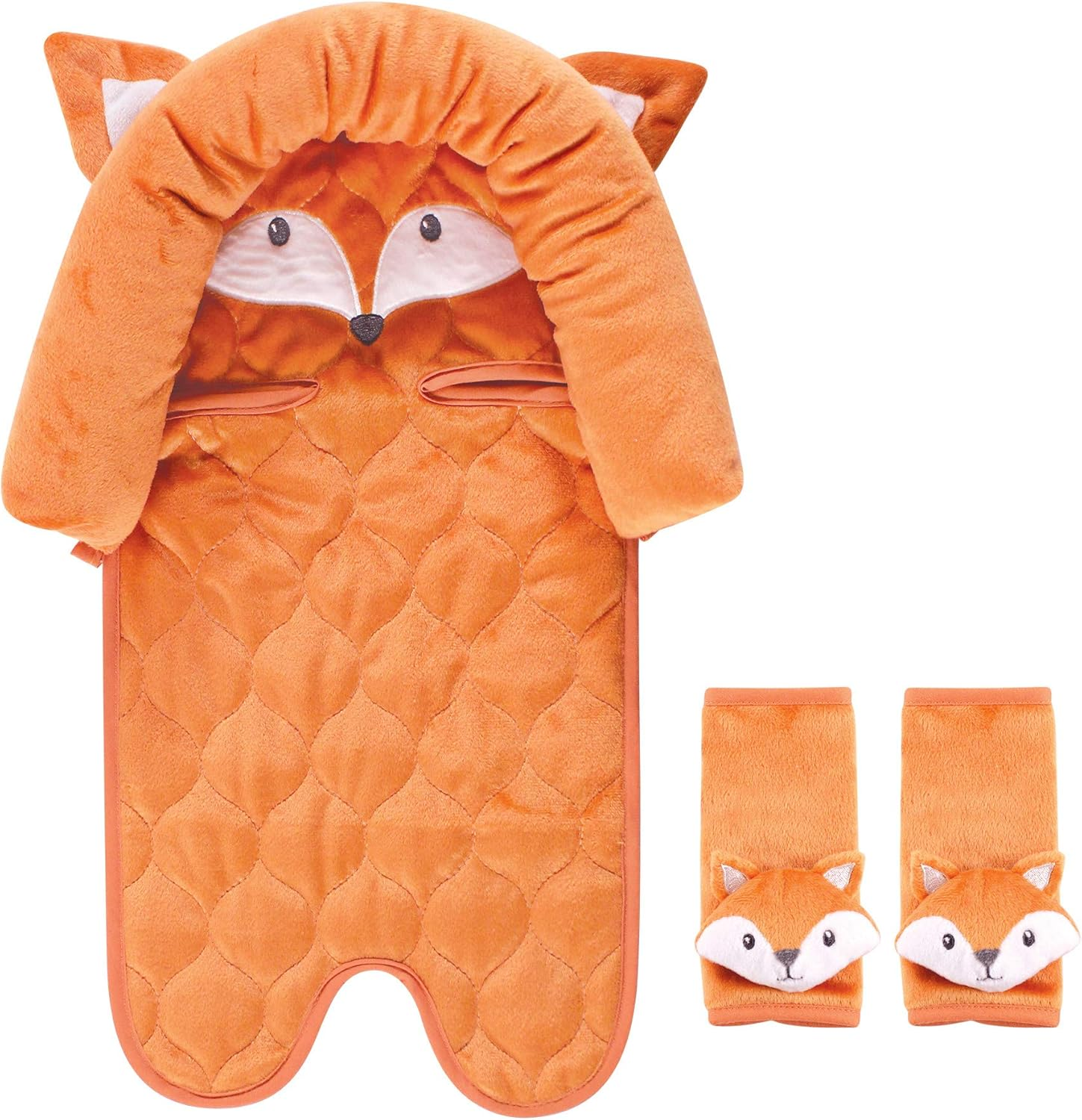 Hudson Baby Unisex Baby Car Seat Insert and Strap Covers, Blue Elephant, One Size