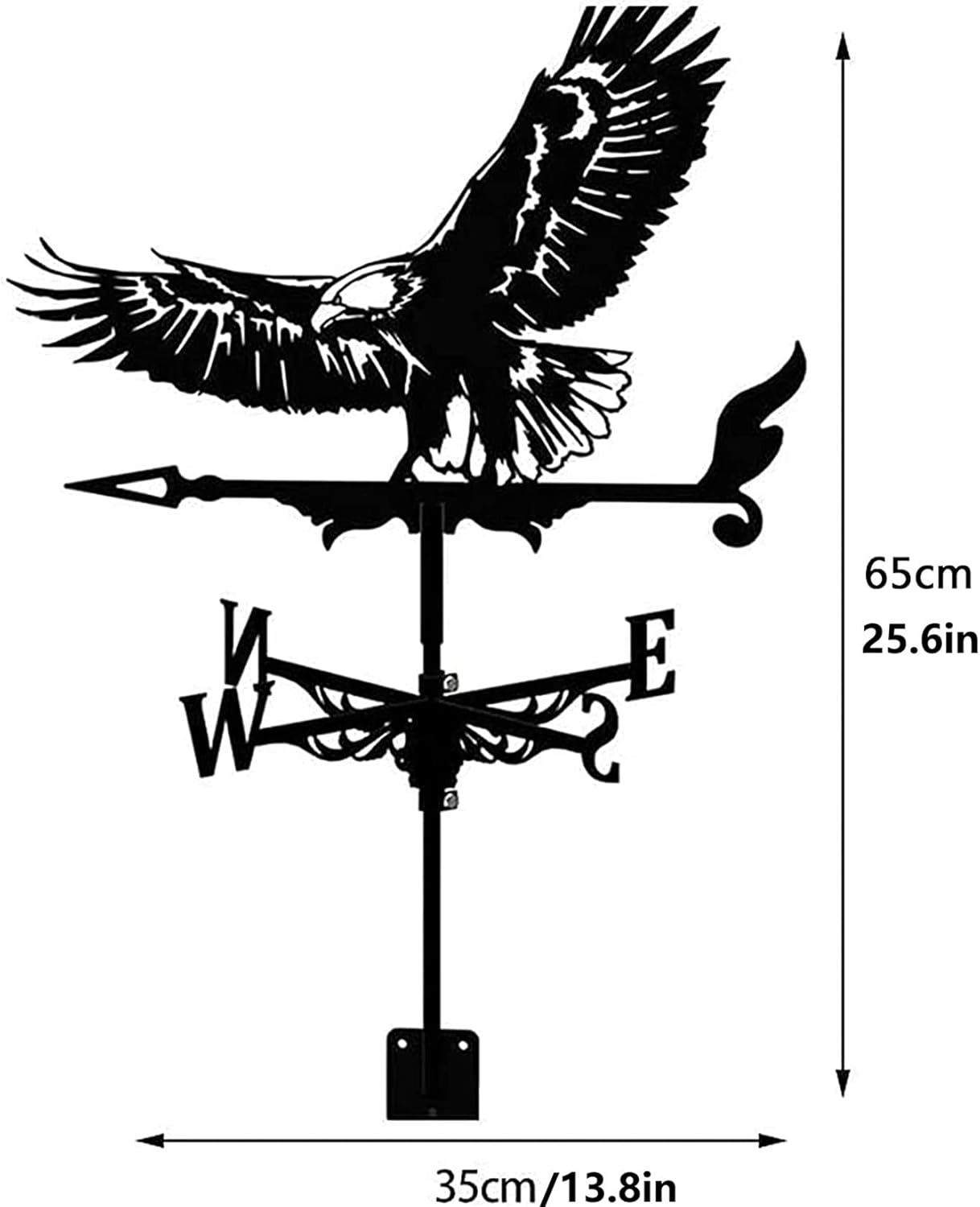 Weather Vane, Cast Iron Wind Vane with Eagle Ornament Weather Vane Indicator Professional Measuring Tool Outdoor for Roofs Weathervane Garden Yard Patio Decor Plug-In,Black image number 1