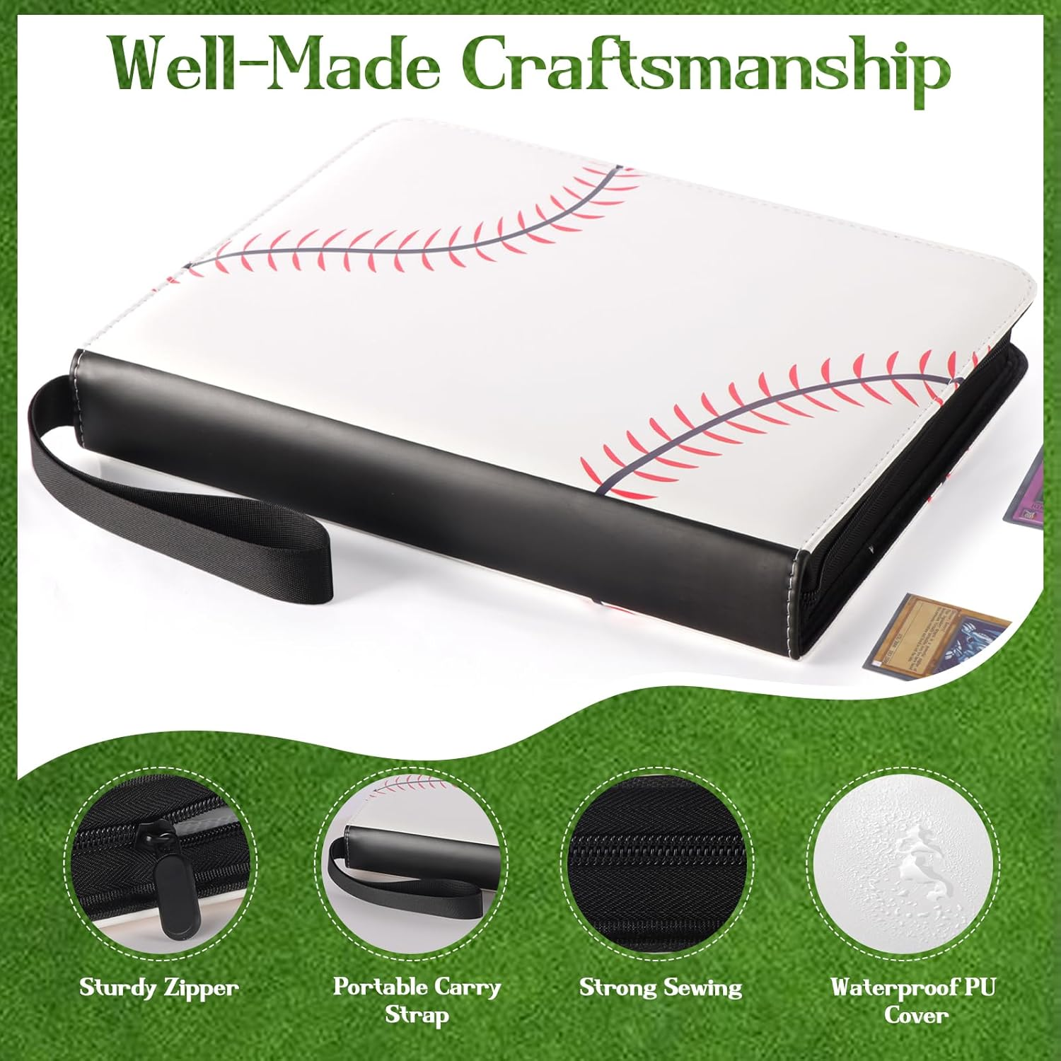 720 Pockets Baseball Card Binder for Baseball Trading Cards, Display Case with Baseball Card Sleeves Card Holder Protectors Set for Football Card and Sports Card image number 2