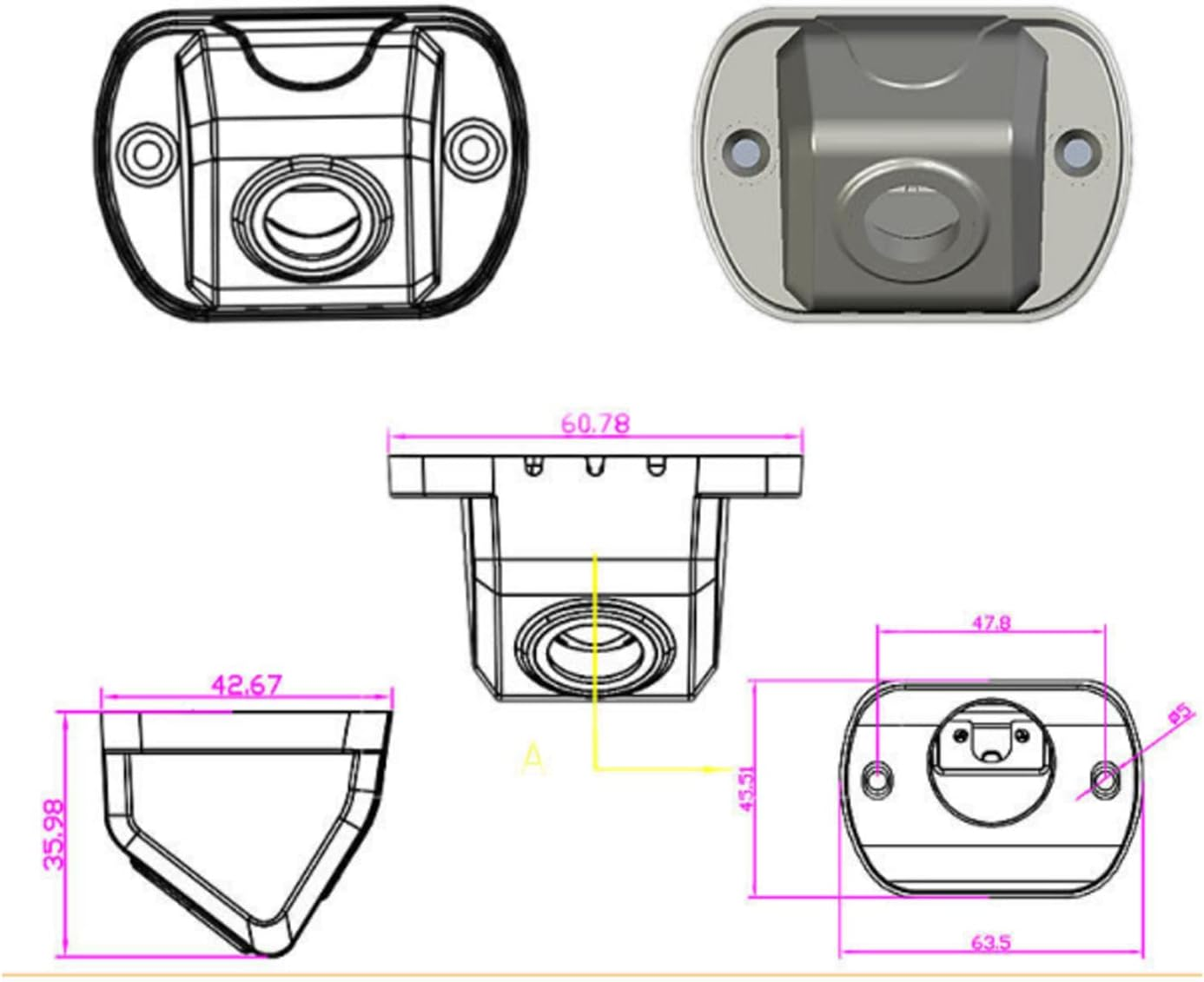 Generic Side View Camera, 4 PIN IP68 Water Proof Aviation Head 150&deg; Viewing Angle Night Vision Shock Proof Blind Spot Camera with Adjusting Pad, for RV Van Truck Bus (1080P) image number 3