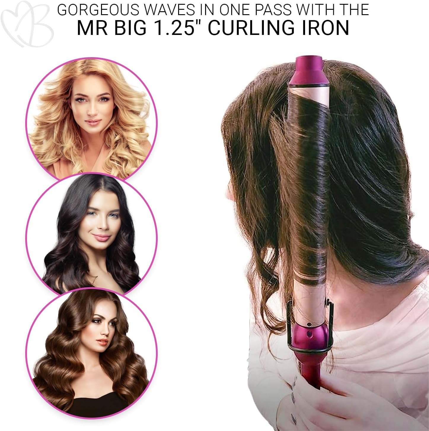 Mr Big Extra Long Curling Iron 1.25 Inch &ndash; 9.5-Inch Barrel for Long Hair, Ceramic Wand for Beach Waves & Curls, Adjustable Heat, Frizz-Free Professional Hair Styling Tool