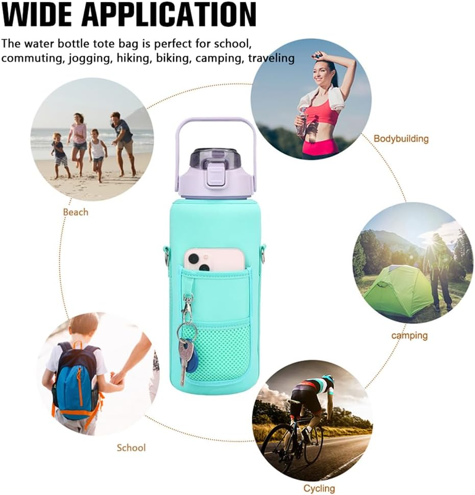 2L/64OZ Water Bottle Cover with Strap Drink Sport Cup Case Pouch Carrier Holder Purple image number 3