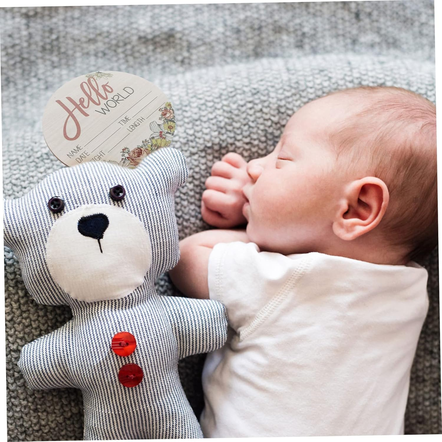 Wooden Newborn Announcement Sign Baby Name Birth Photo Prop for Hospital Baby Shower Nursery Decor image number 3