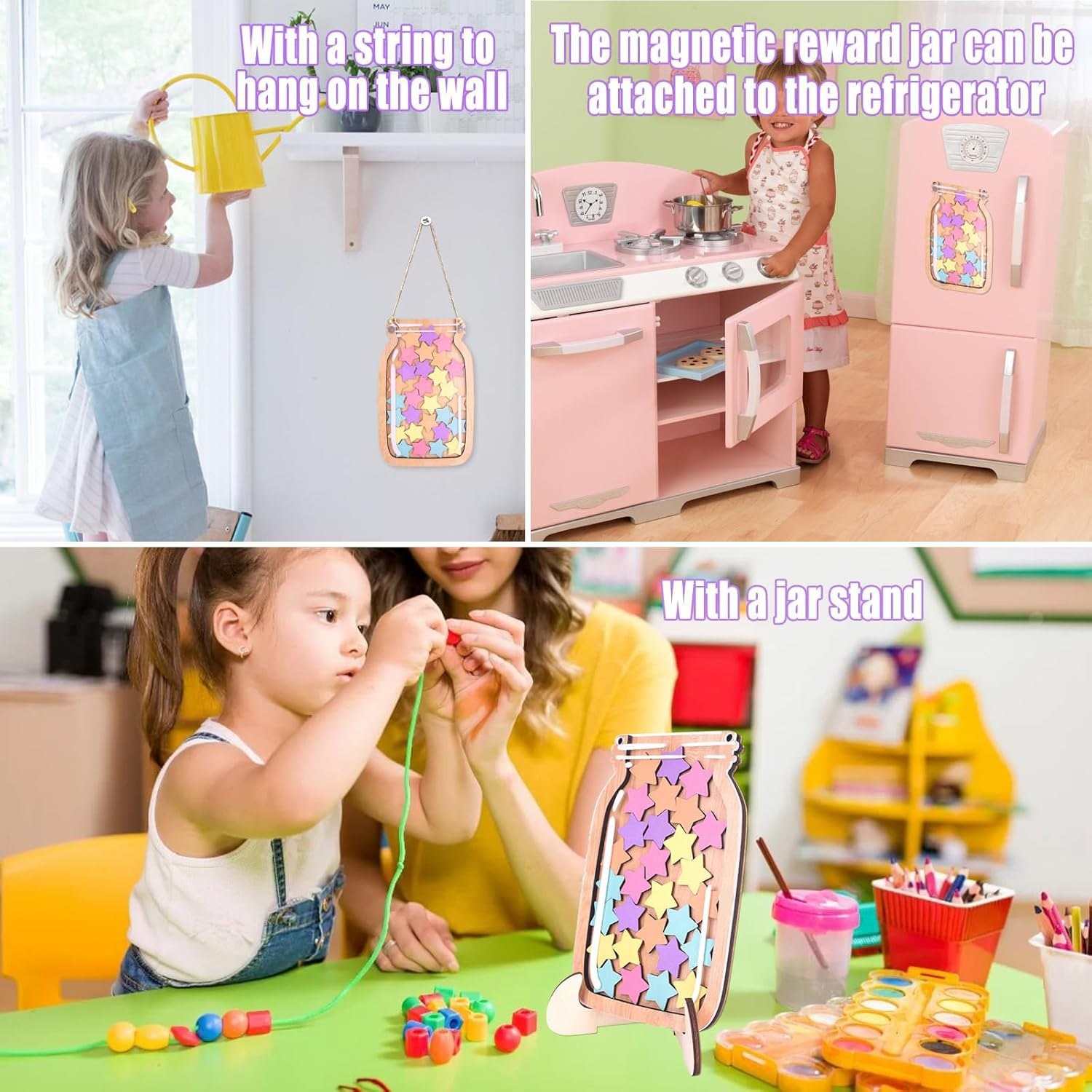 Reward Glass Magnetic Reward System Children'S Reward System Primary School Teacher Supplies Reward Glass with Wooden Holder and 20 Stars, 14.5 X 21 Cm Reward Glass Classroom for Good - A image number 6