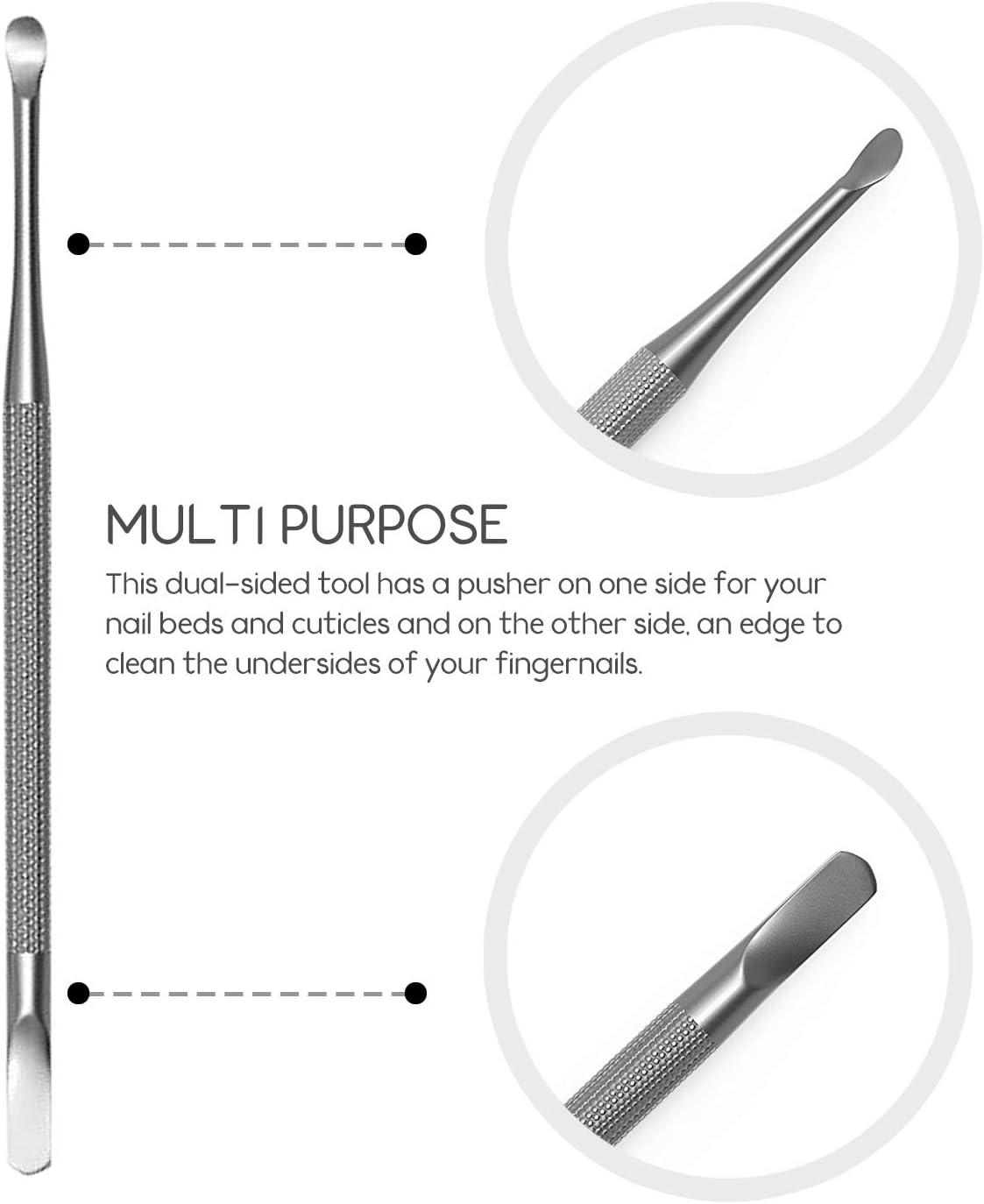 Professional Cuticle Pusher and Spoon Nail Cleaner | Dual Sided Stainless Steel Pusher and Nail Cleaner | for Nail and Cuticle Care | by Sterling Beauty Tools image number 4