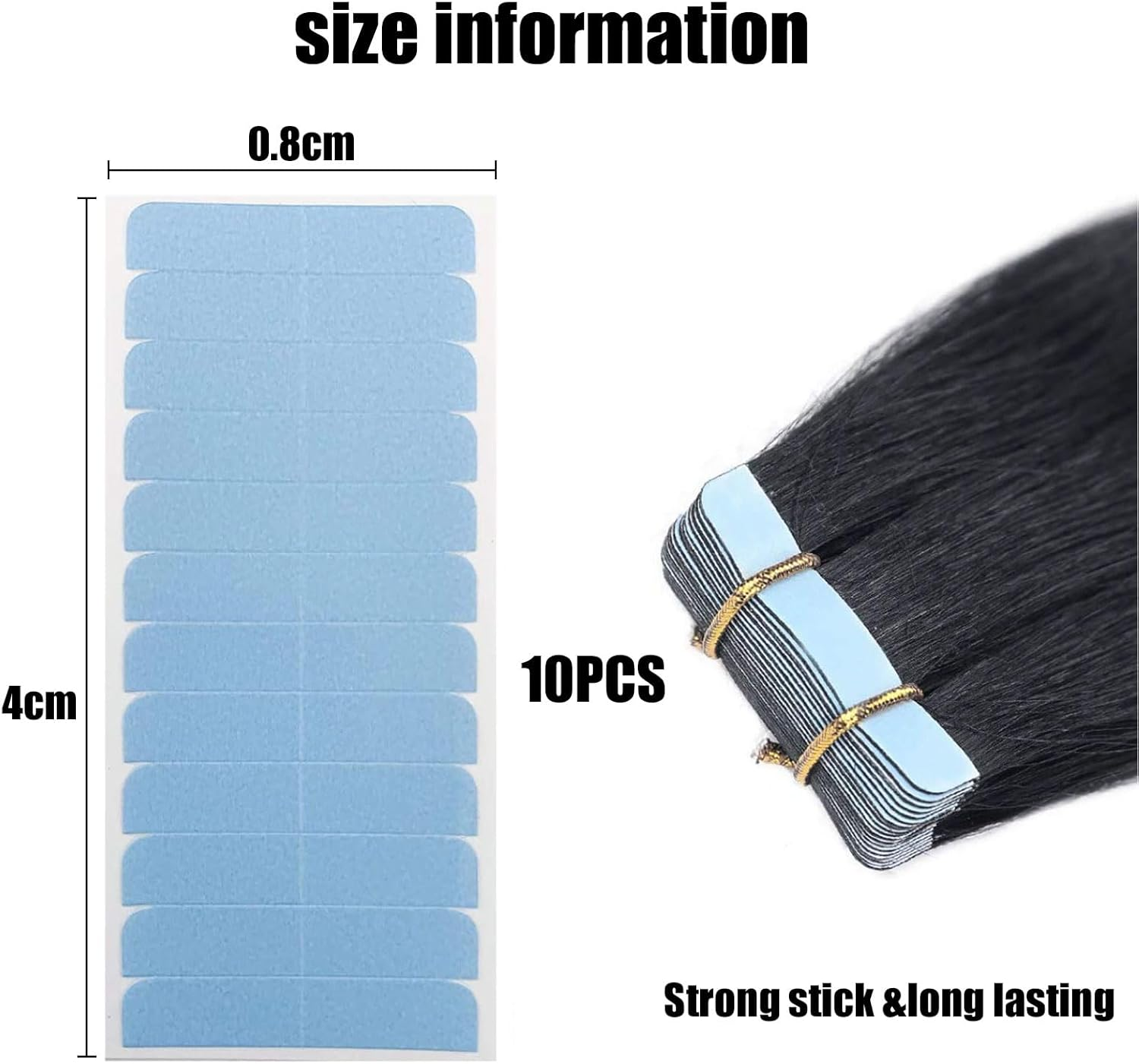 BGENHPON 120 Pieces Hair Extension Tape Tabs Double Sided, Wig Tape Replacement Smart Tabs Tape-In Extension Tape, Professional Strong No-Residue Bonding Tapes (4Cm X 0.8Cm) (120PCS) image number 1