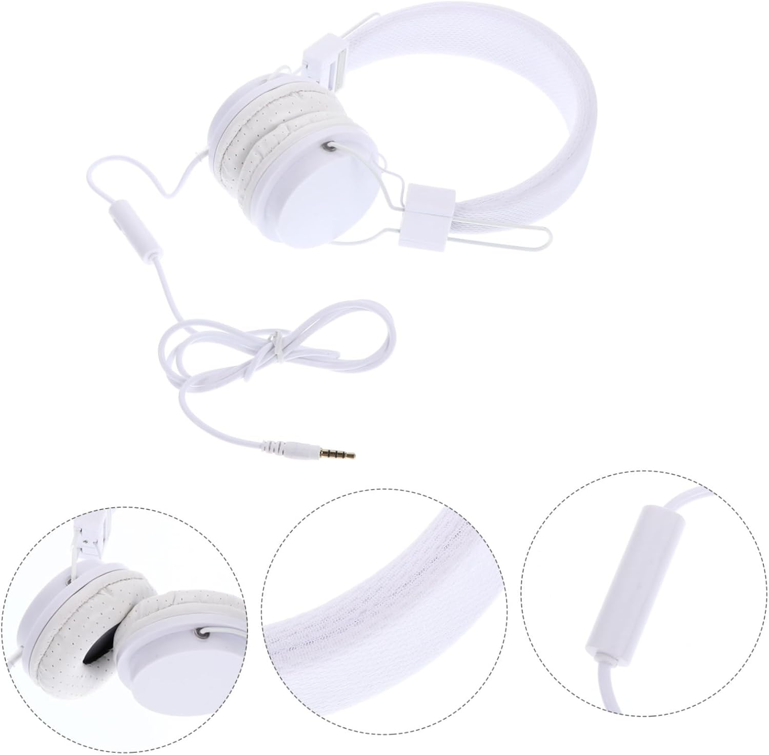 HONMEET Wired Over-Ear Game Headset Inline Control for Computer Gaming, White Wired Gaming Earphone Suitable for Gamers and Online Communication