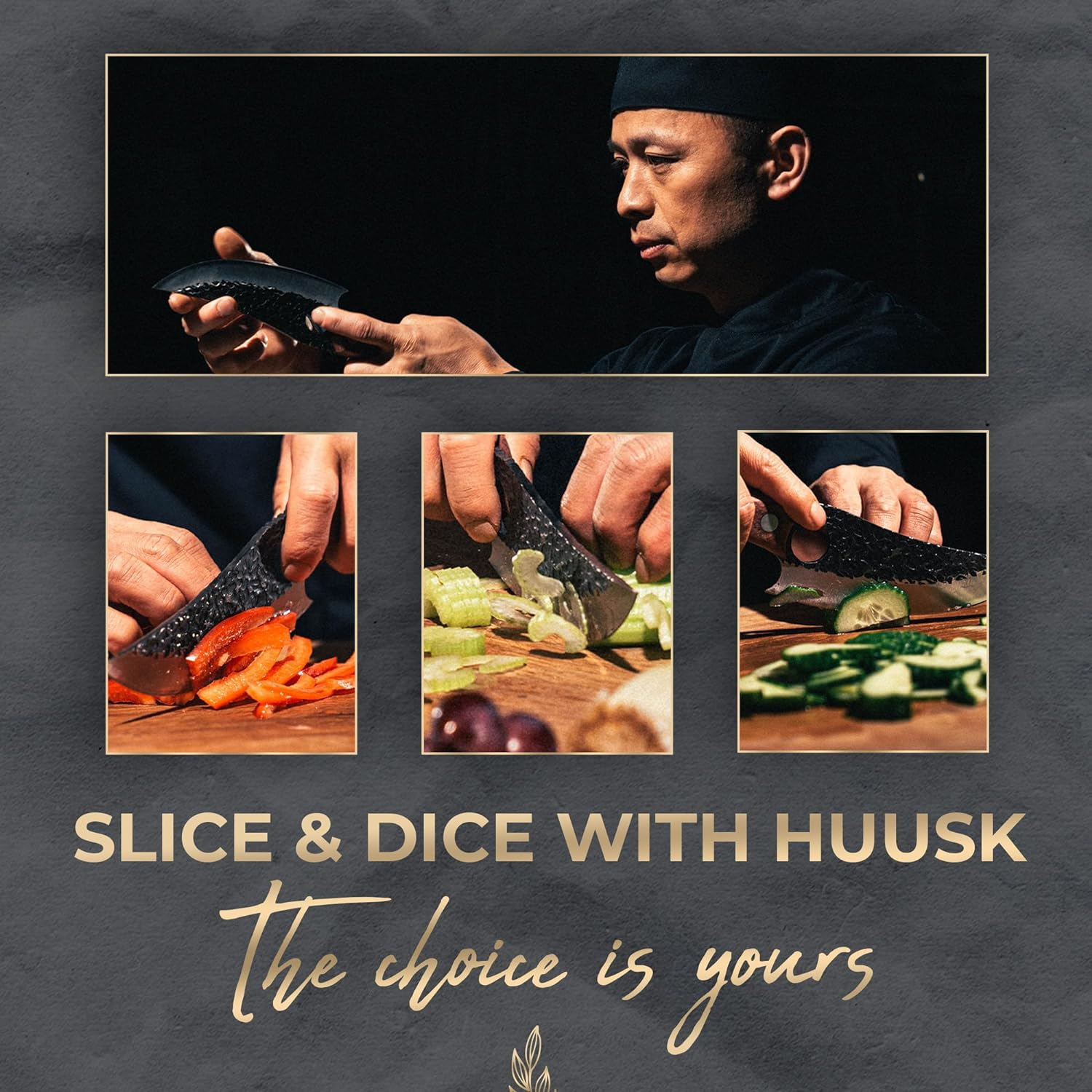 Huusk Chef Knife 11 Inch, Kitchen Knives for Cutting, Chopping, Boning Knife, Meat Knife. Japanese Kitchen Knife Designed for Balance and Control, Blending Modern Style with Traditional Appeal