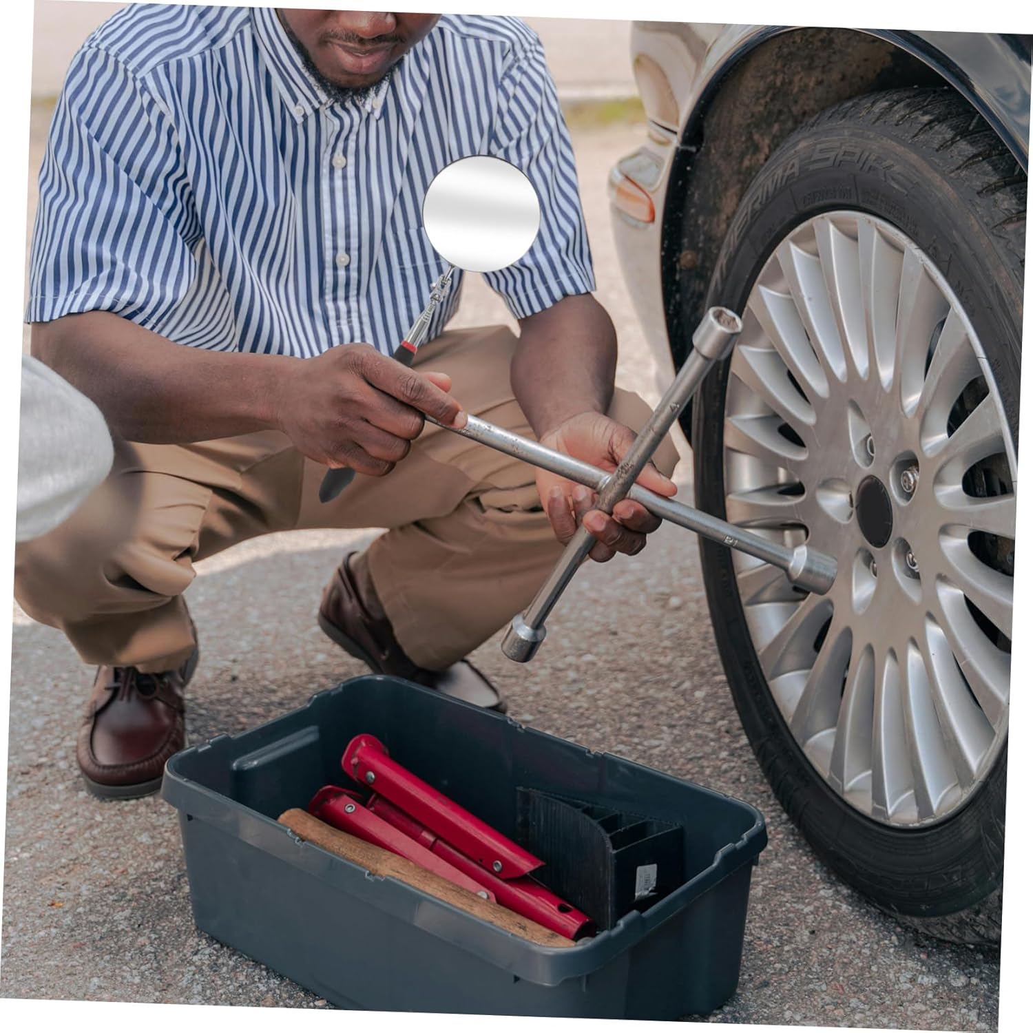 SOESFOUFU 2Pcs Handheld Automotive Telescopic Mirror Magnetic Rotating Extendable for under Car Inspection Versatile Tool for Mechanics Scratch-Resistant Construction image number 6