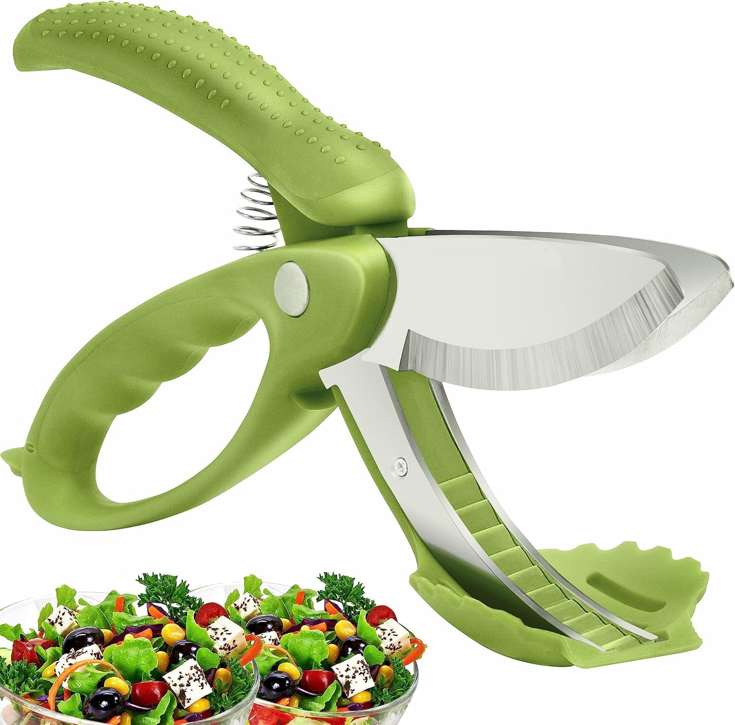 Upgraded Salad Scissor Salad Choppers Tossing and Chopping Heavy Duty Kitchen Salad Scissors Multifunction Double Blade Salad Cutting Tong Scissor Double Blade