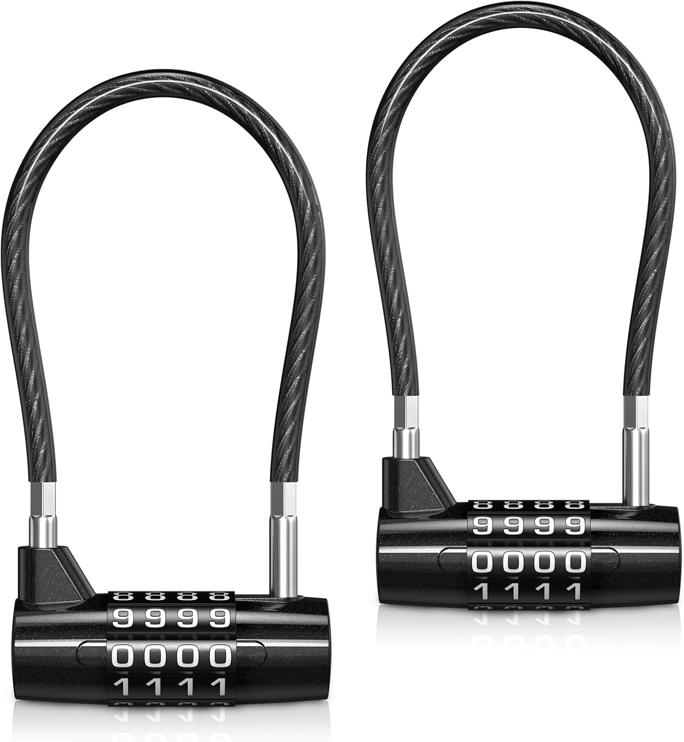 AMIR 4 Digit Combination Padlock, 6.9 Inch Long Shackle Padlock with Steel Cable Rope, Waterproof Cable Lock with Resettable Code, Outdoor Long Padlock for Gym Locker, Hasp Cabinet-2Pcs image number 2