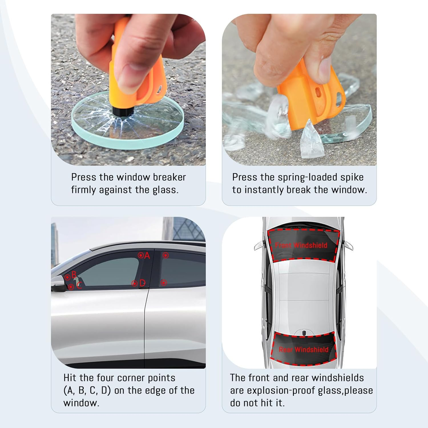 8 Pcs Window Breaker Seatbelt Cutter, 3 in 1 Glass Breaker and Seatbelt Cutter & Survival Whistle, Car Window Breaker Tool Keychain Car Escape Tool Applicable to All Cars, Green image number 4