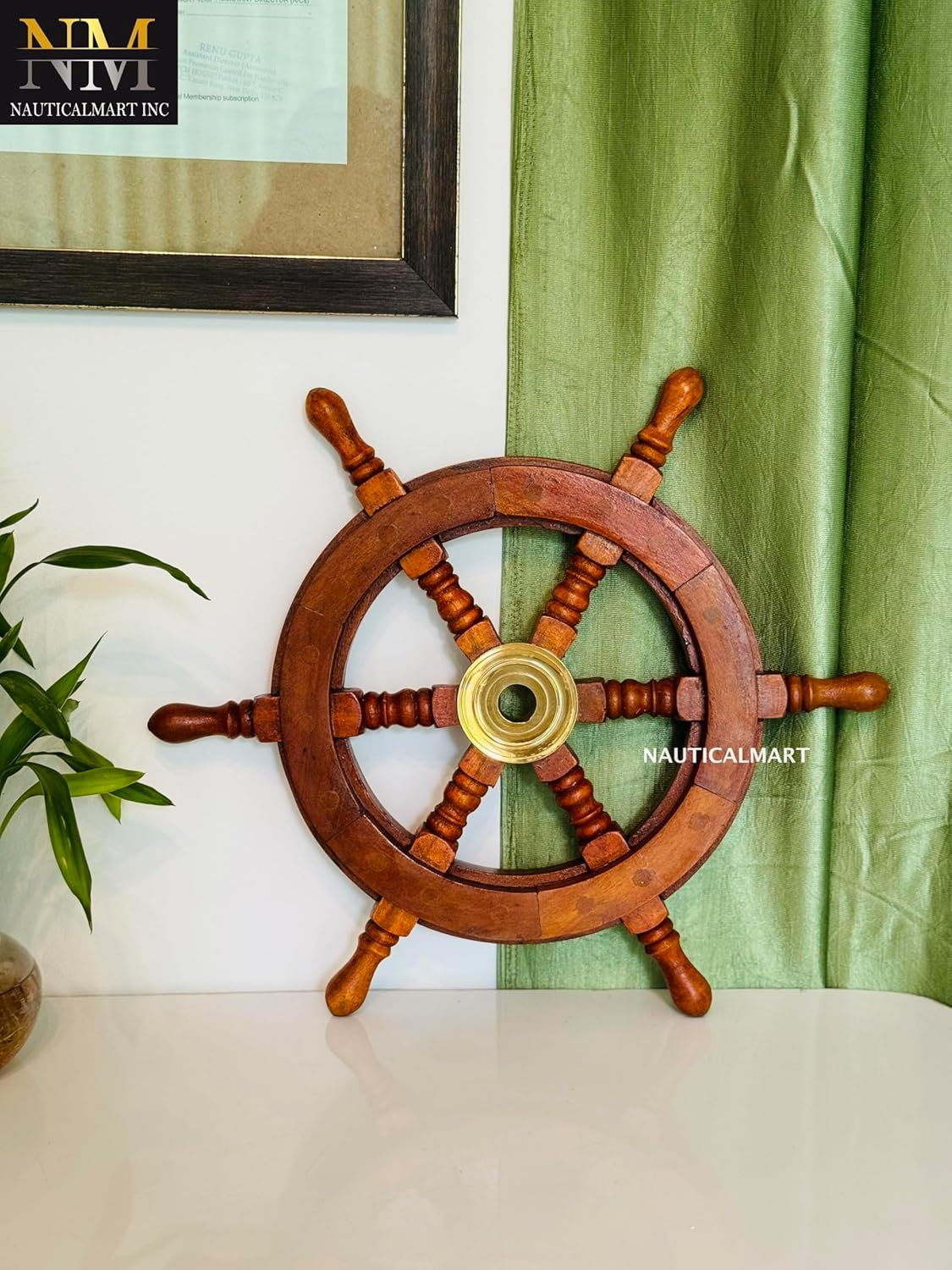 Sailors Special Handcrafted Wooden Ship Wheel 15" Classic Ship'S Steering Wheel Sailing Home Wall Mounting Decoration Accents Nautical Collectibles Decor