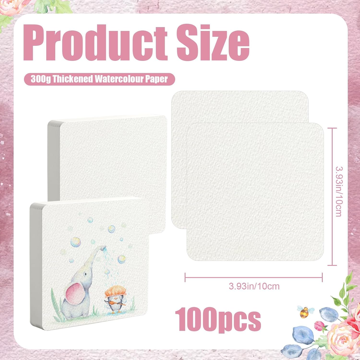 Watercolor Paper, 100 Pcs Watercolor Paper Pad, Watercolor Paper Bulk for Students, Adults, Artists, Sketch Painting (3.9 X 3.9 Inch) image number 3