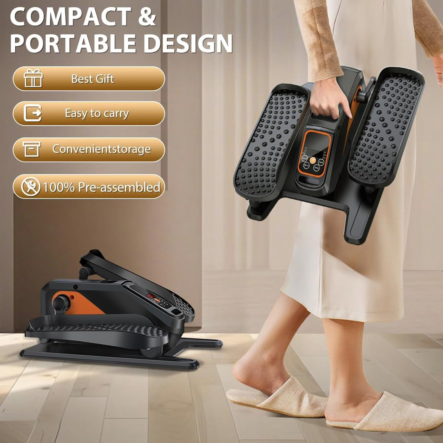 Under Desk Elliptical Machine Electric Ellipse Leg Exerciser While Sitting for Seniors Adults Quiet Portable Electric Seated Pedal Exerciser Remote Control 15 Adjustable Speeds 5 Auto Modes image number 3