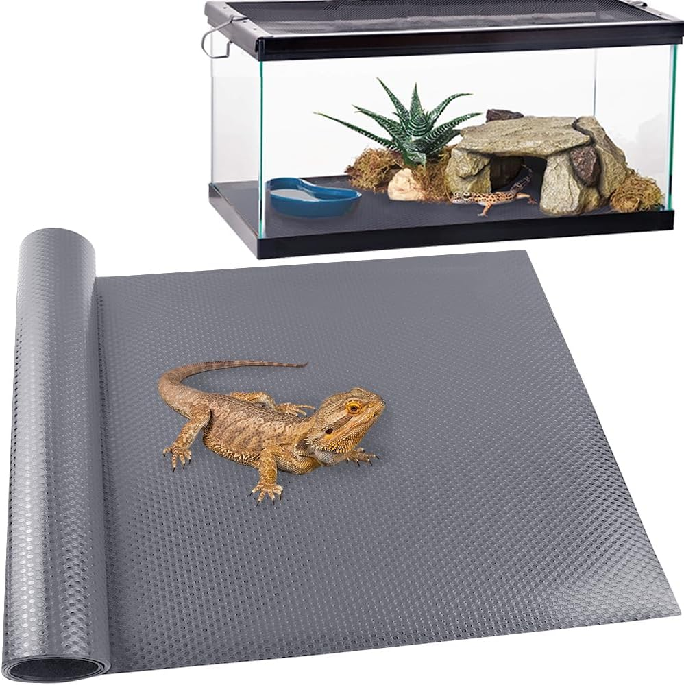 TCYPUHL Reptile Carpet, Reptile Mat, Bearded Dragon, Leopard Gecko Substrate,Bearded Dragon Tank Flooring Grey image number 1