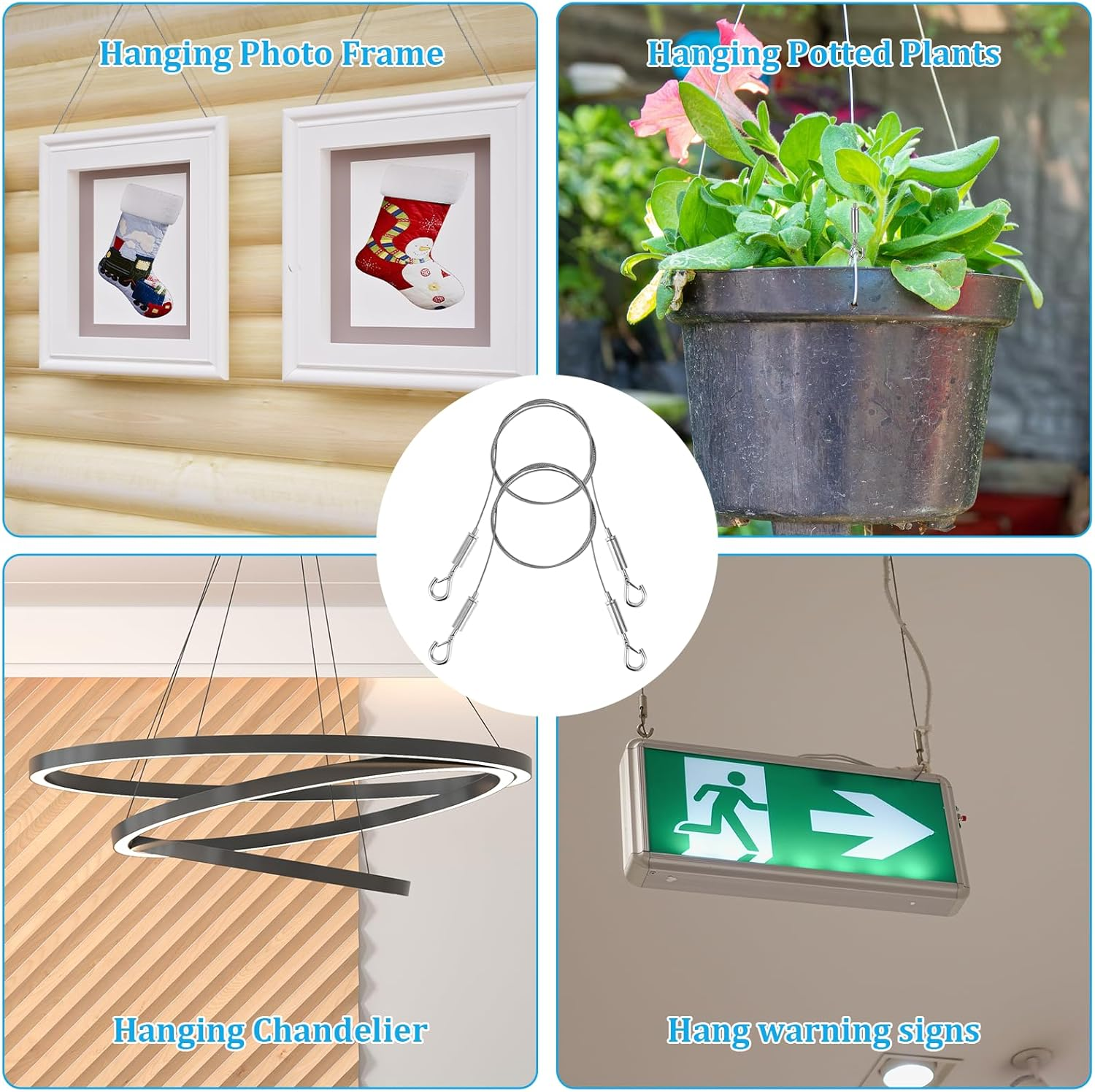 4 PCS Adjustable Picture Hanging Wire - Heavy Duty Stainless Steel Wire for Hanging Pictures, Mirrors, Paintings & Artwork image number 5