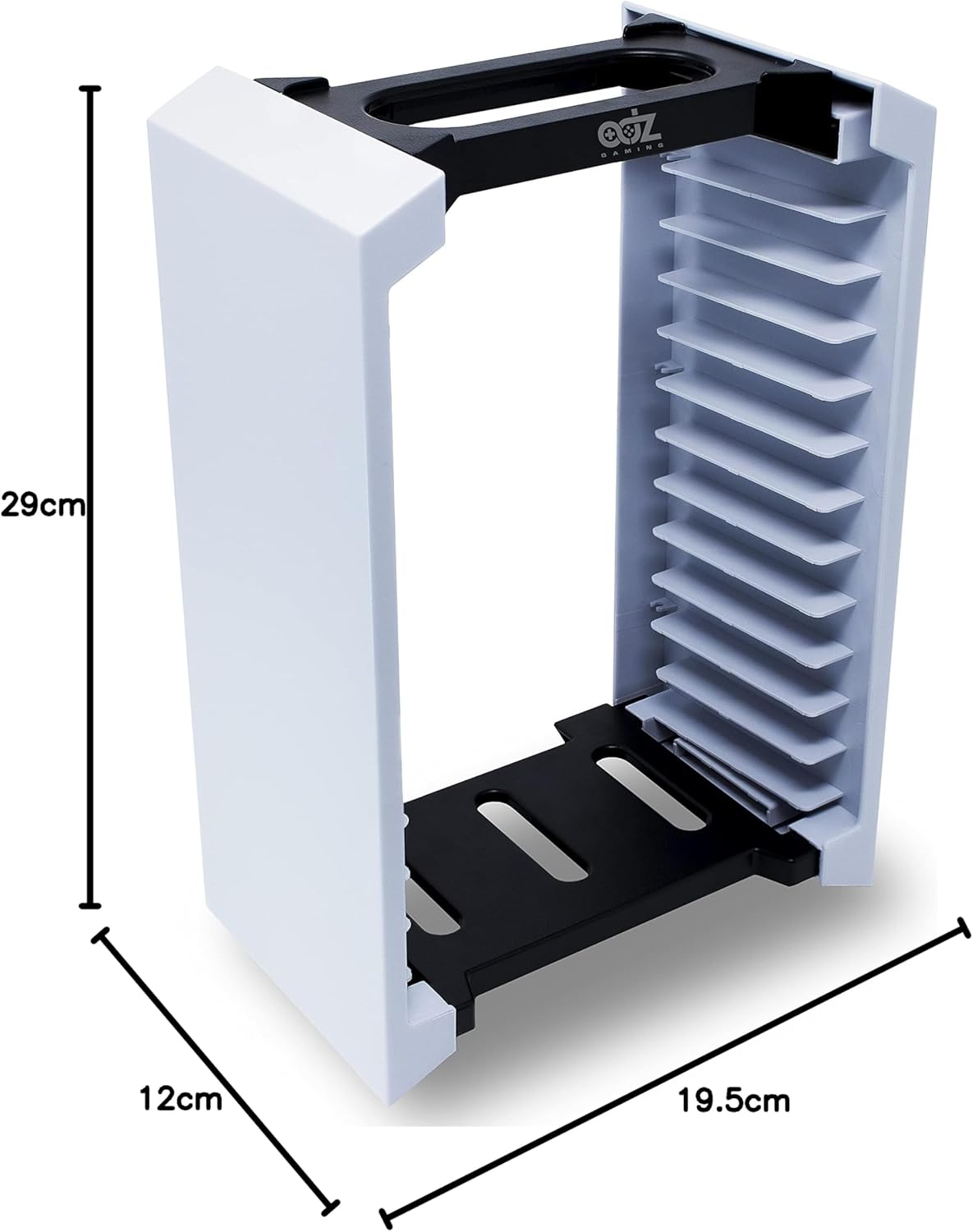 Game Storage Tower &ndash; Universal Video Game Storage &ndash; Stores 12 Game or Blu-Ray Disks &ndash; Game Holder Rack for PS4, PS5, Xbox One, Xbox Series X/S, Nintendo Switch Games and Blu-Ray Discs image number 3