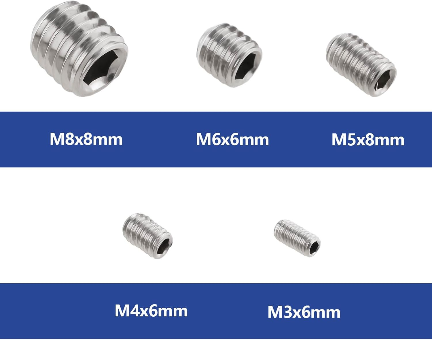 20Pcs 304 Stainless Steel Hexagon Socket Head Cap Screws Set M3 M4 M5 M6 M8 Hex Bolt for Toilet Roll Holder Grub Screws Silver image number 6