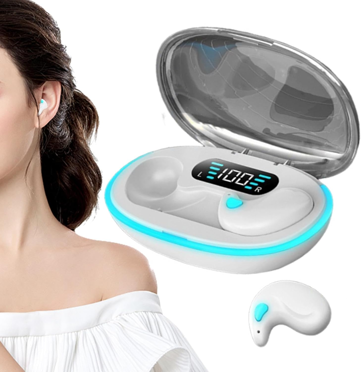 Bone Conduction Sleep Wireless Earphones,Wireless Invisible Earbuds,Lightweight Sleep Wireless Headphones with Sleep Mode, Side Sleeper Sleep Earbuds Clear Calls for Smartphone, Tablets