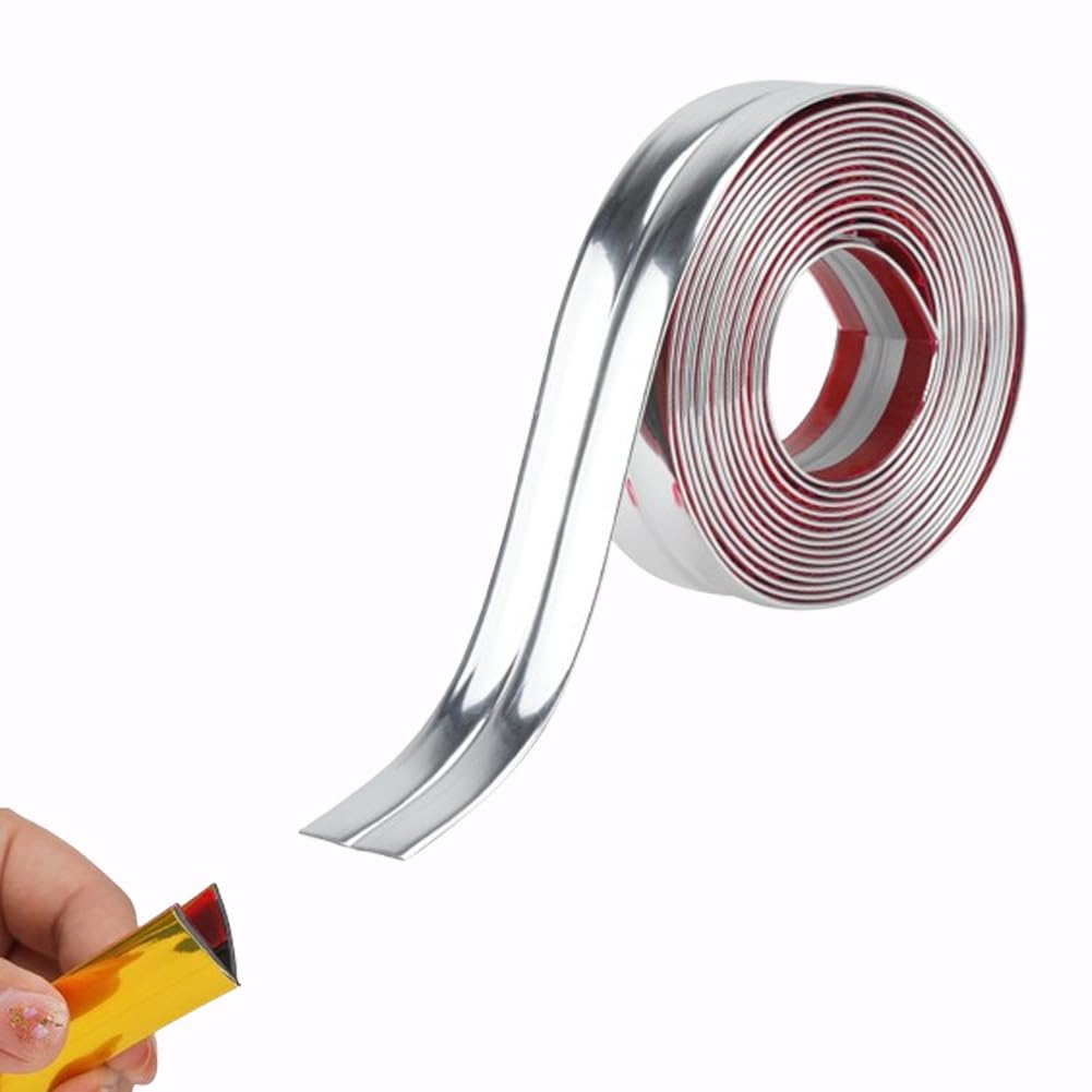 3M Peel & Stick Wall Molding Trim - Flexible Corner Angle Trim, Self Adhesive Wall Corner Guard Edge Protector, Bright Silver (4CM/10FT) - 2Cm/6M/Bright White image number 5