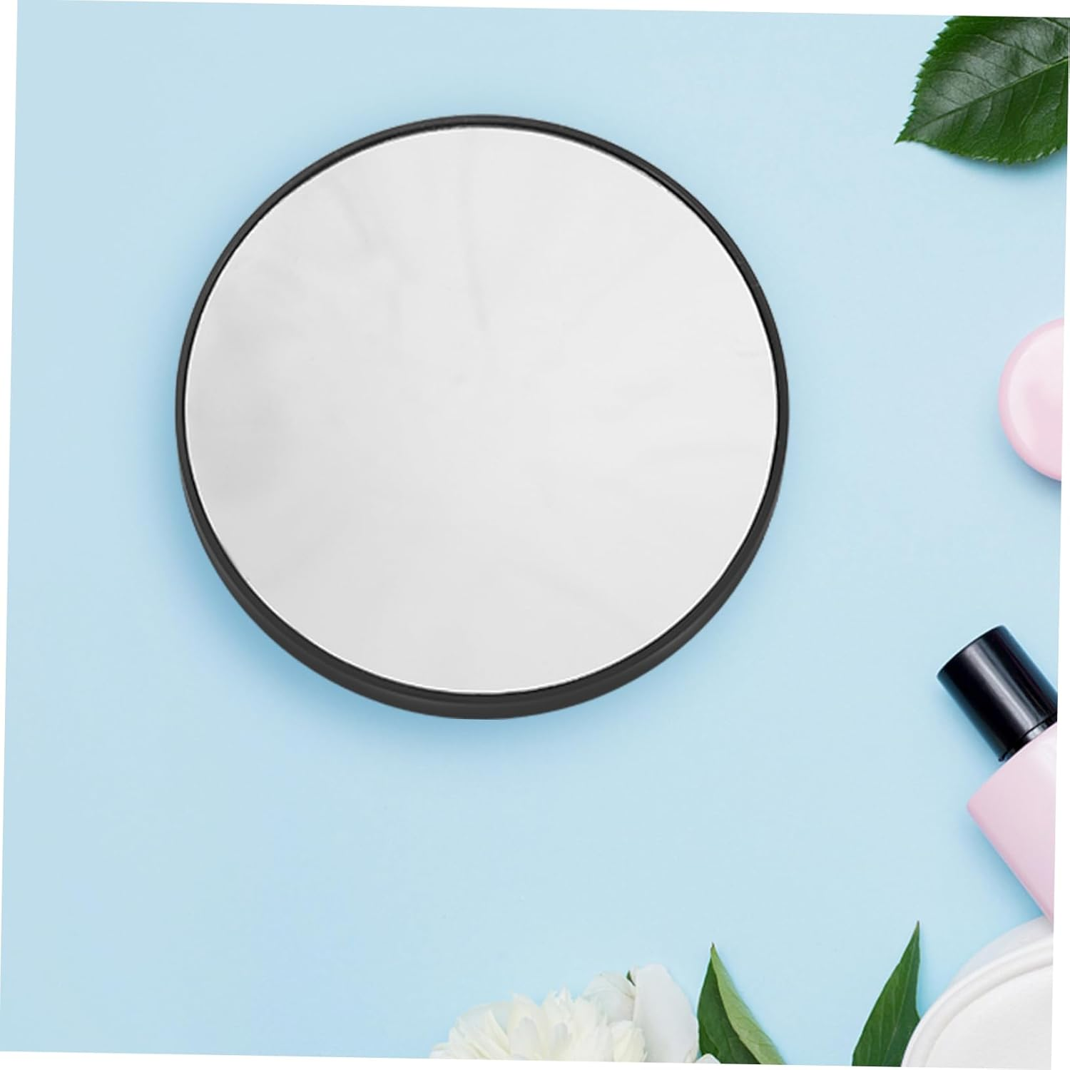 Healeved 8.8Cm 10X Magnification Makeup Mirror with Suction Cups Small round Portable Cosmetic Mirror for Bathroom or Bedroom Easy Carry Black image number 6