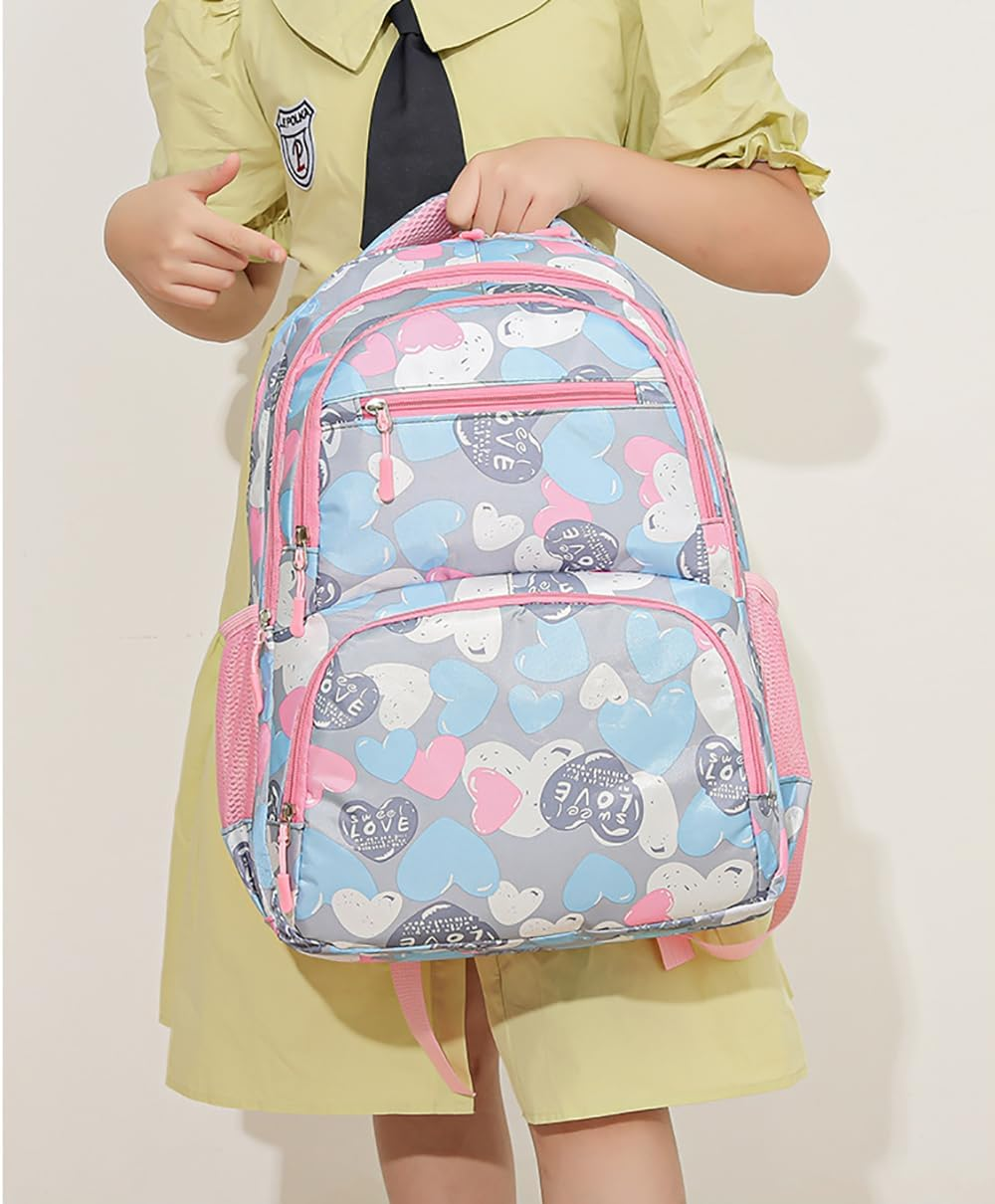 Kids Backpack for Girls School Cute Heart Bookbags Aesthetic Preppy Schoolbag Leisure Lightweight Backpacks image number 1