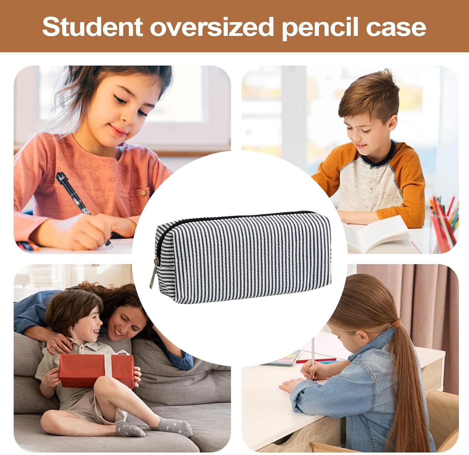 Tktouci Pen Case - Cute Pencil Case Large Capacity Pen Pouch | Portable Organizer School Supplies for Brushes Makeup Purse Daily Classroom Art Class Office Work Desk Home Birthday Preschool image number 4