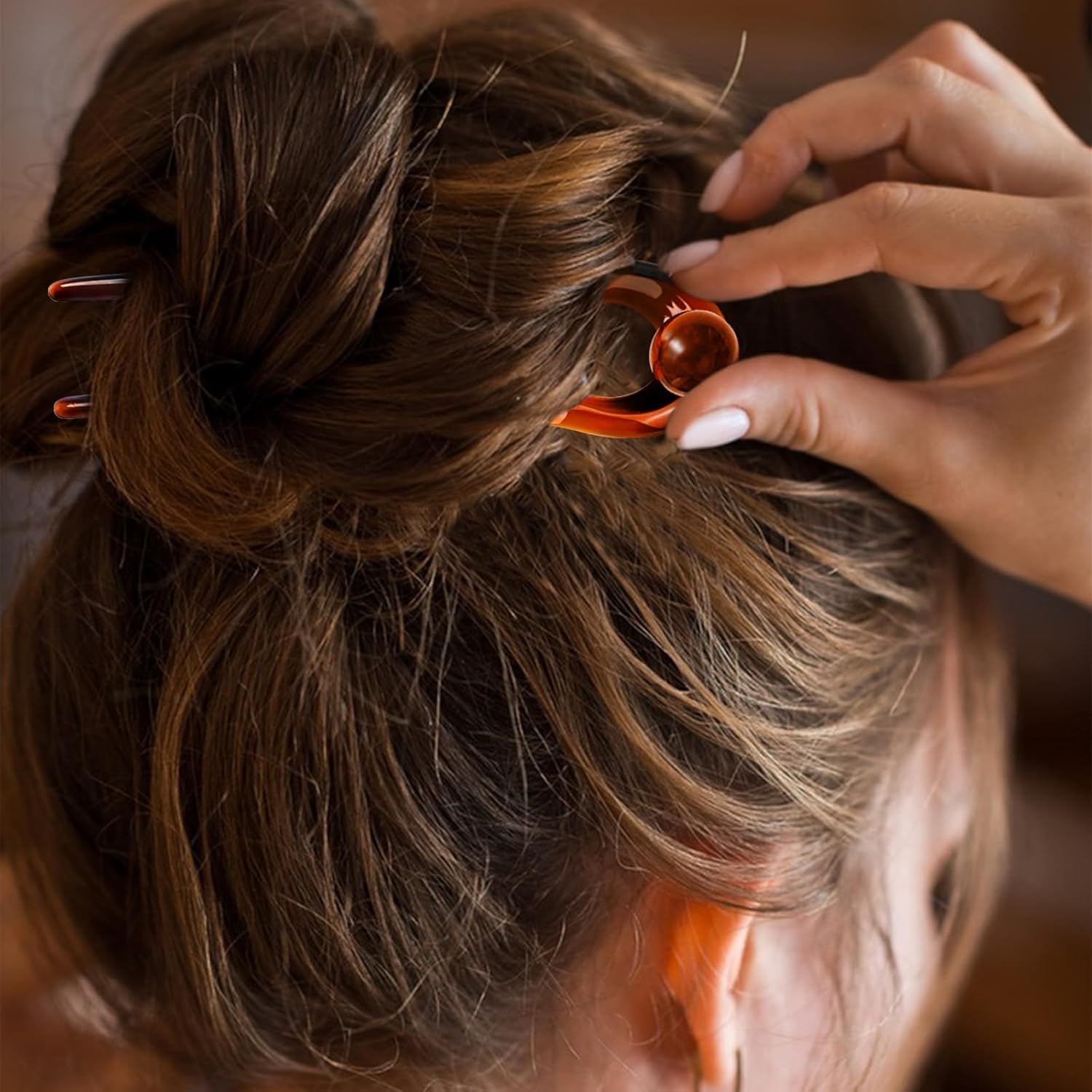 VEQENIFY Pack of 2 U Shaped Hair Pins, French Hair Pins, Large Hair Pins, French Twist Hair Pin, French Hair Pin Hair Pin Hair Pin Hair for Women, Hair Clips, Girls Hairstyle Accessories image number 3