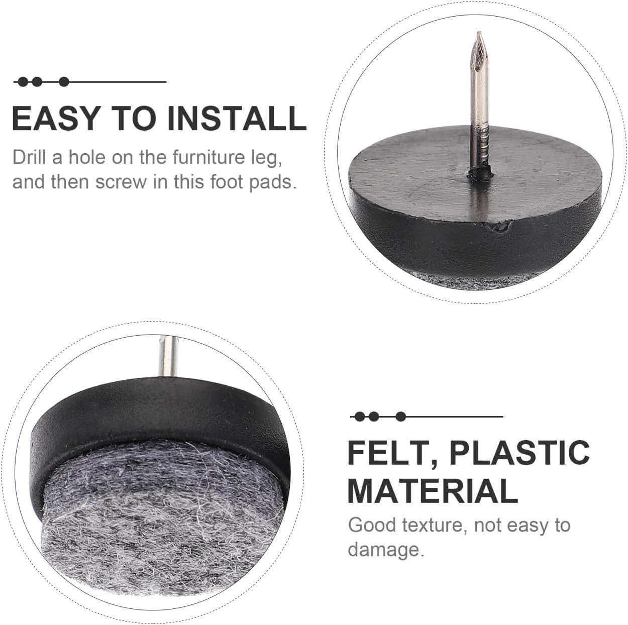 ARTIBETTER Felt Furniture Pads Set 60Pcs Sliding Glide Pads Screw-In Nails for Tables Chairs Cabinets image number 2