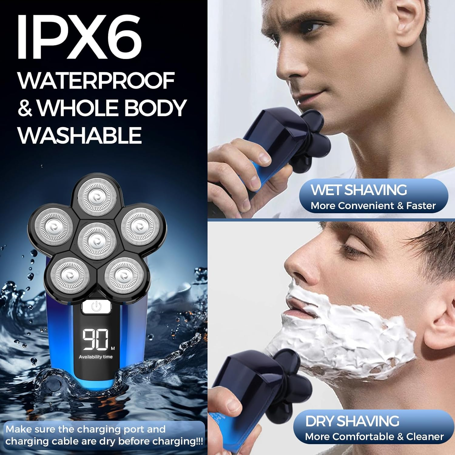 Head Shaver for Bald Men,5 in 1 Bald Head Shavers for Men Cordless,Waterproof Wet Dry Mens Electric Shavers for Face Shaving,Rechargeable Electric Razor for Mans Shaver Hair Razor USB image number 1