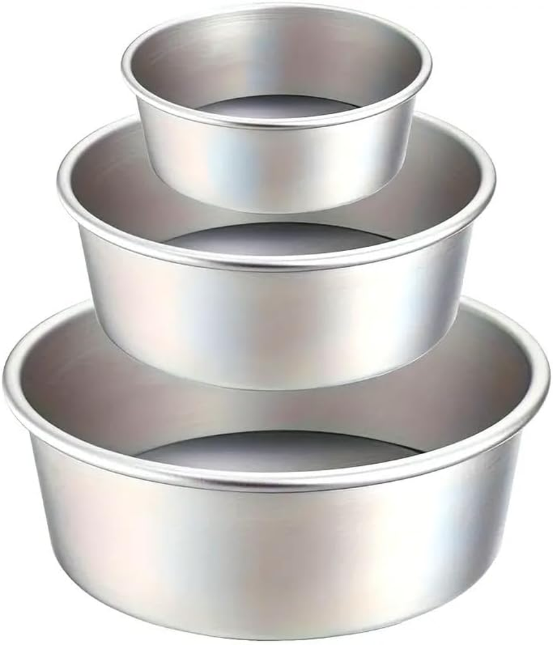 AIMALL 3Pcs round Cake Mold with Anode Coating and Removable Bottom &ndash; Durable Aluminium Alloy Baking Pans for Chiffon and Layered Cakes image number 1