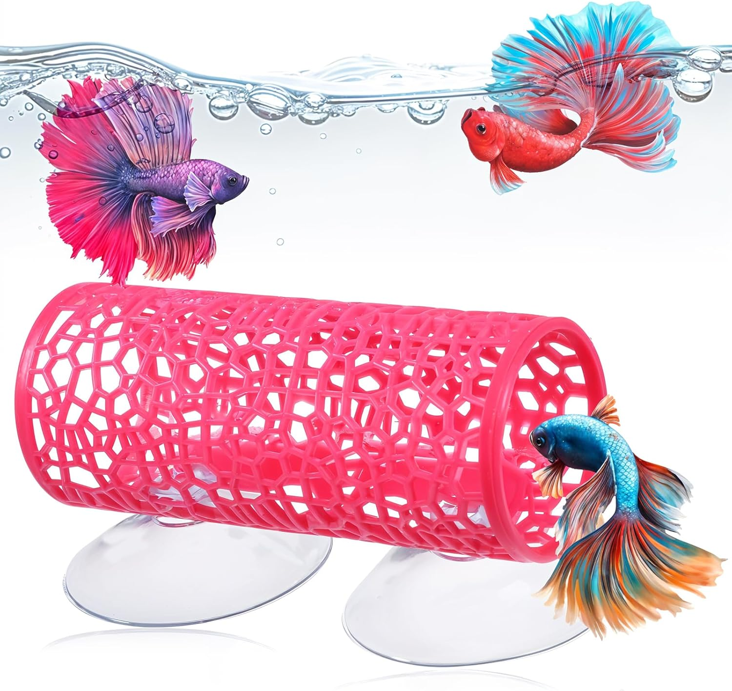 Betta Fish Toys, Black Betta Fish Hammock and Betta Tunnel, Safe Aquarium Decor for Small Fish & Shrimp, Betta Tank Accessories with Suction Cups, Perfect Hideout and Play Area for Betta Fish